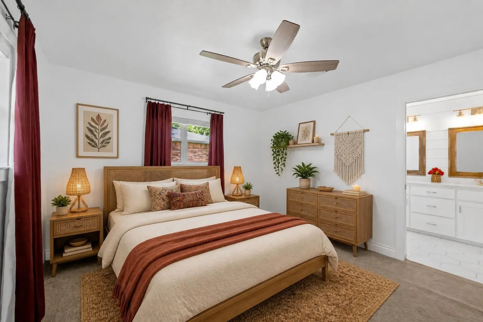 Virtually staged primary bedroom