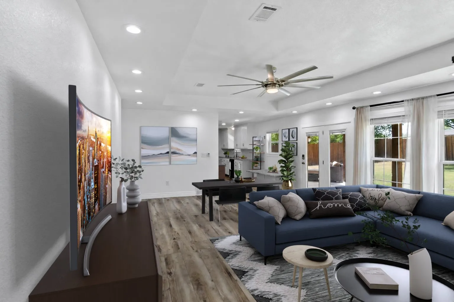 Virtually staged living room