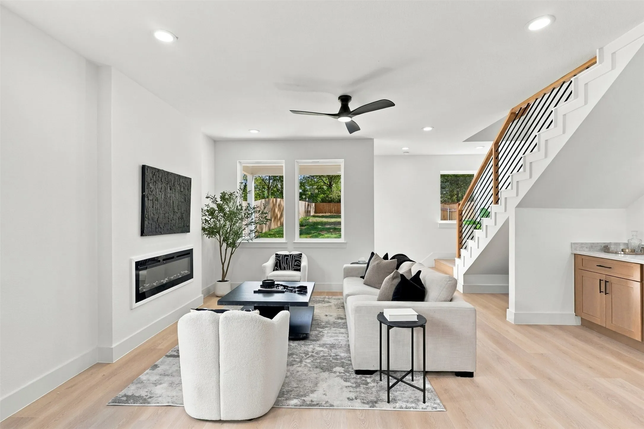 Unit A - Living Room | Linear Fireplace