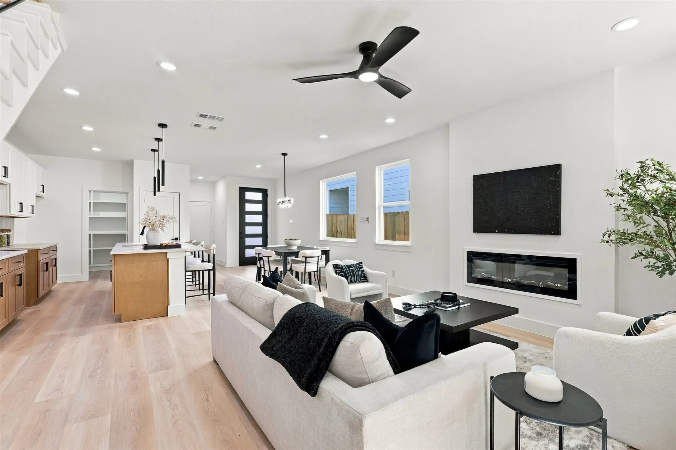 Unit A - Living Room | Linear Fireplace