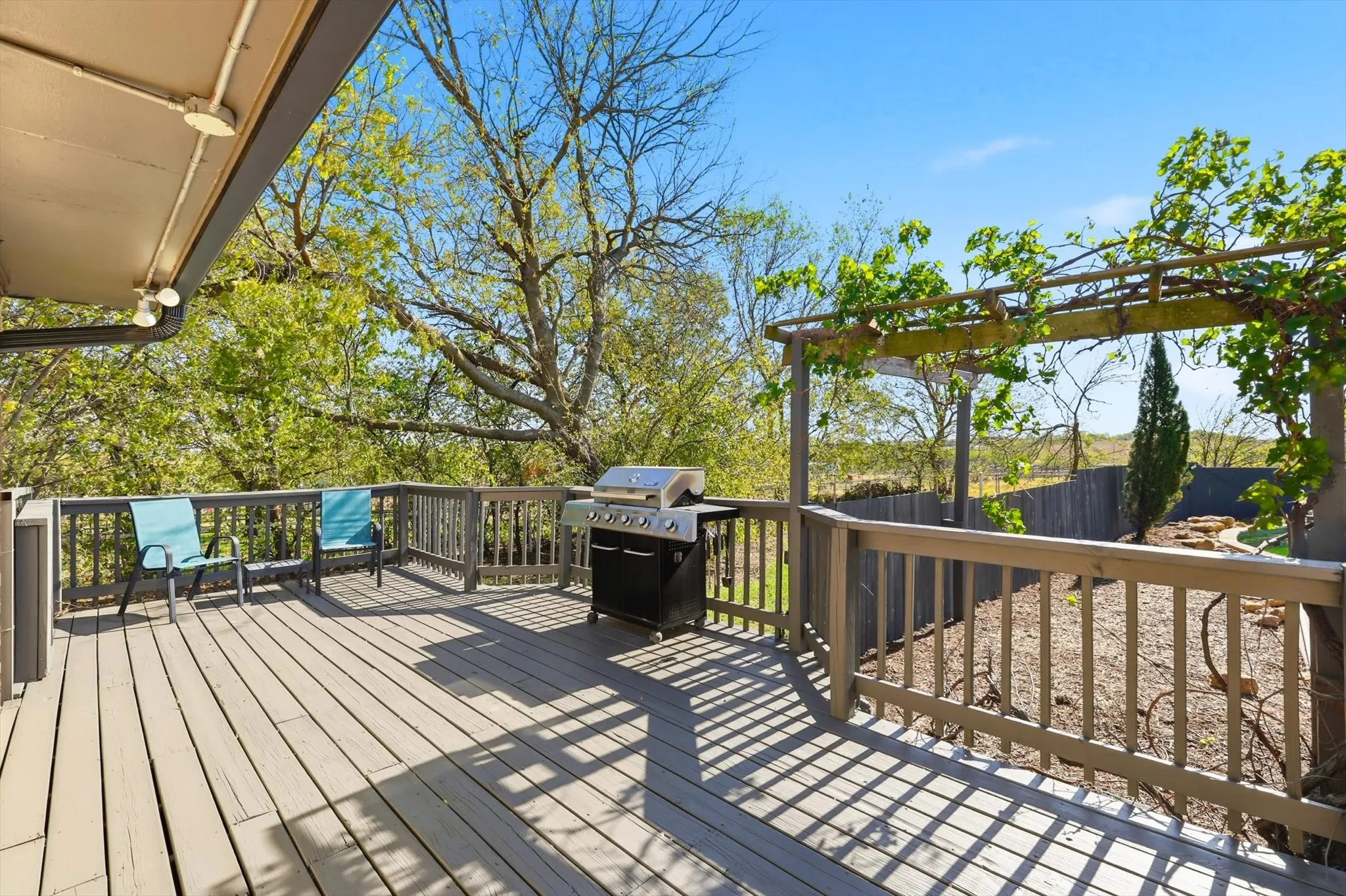 Wooden deck with area for grilling
