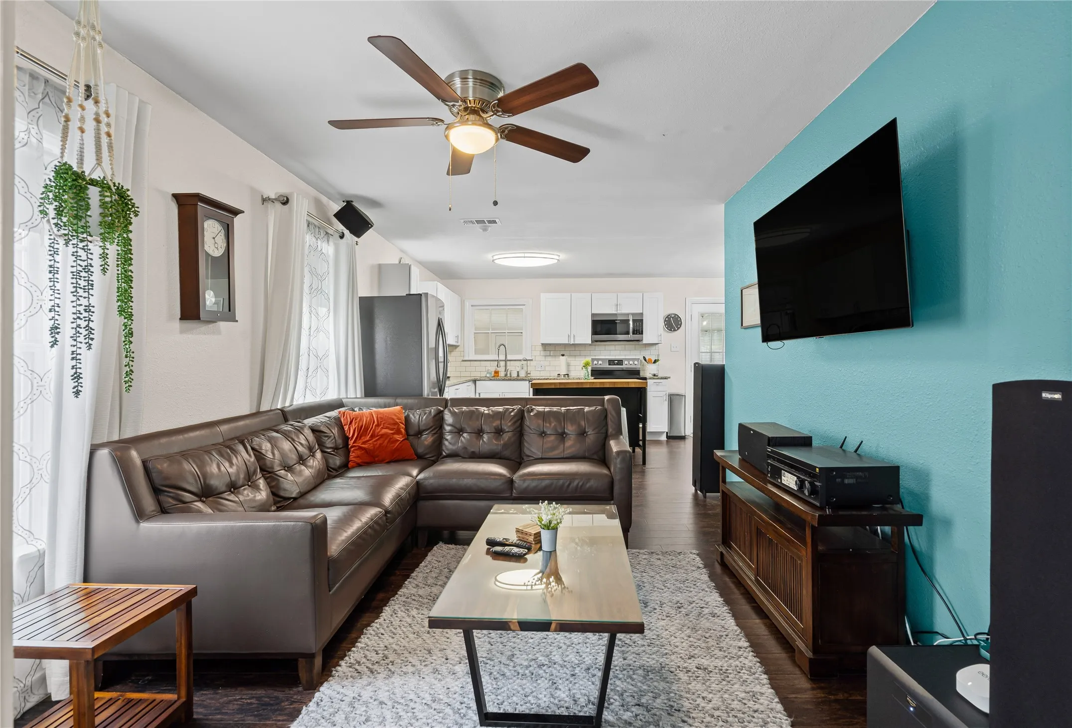 Leather sectional comes with the house