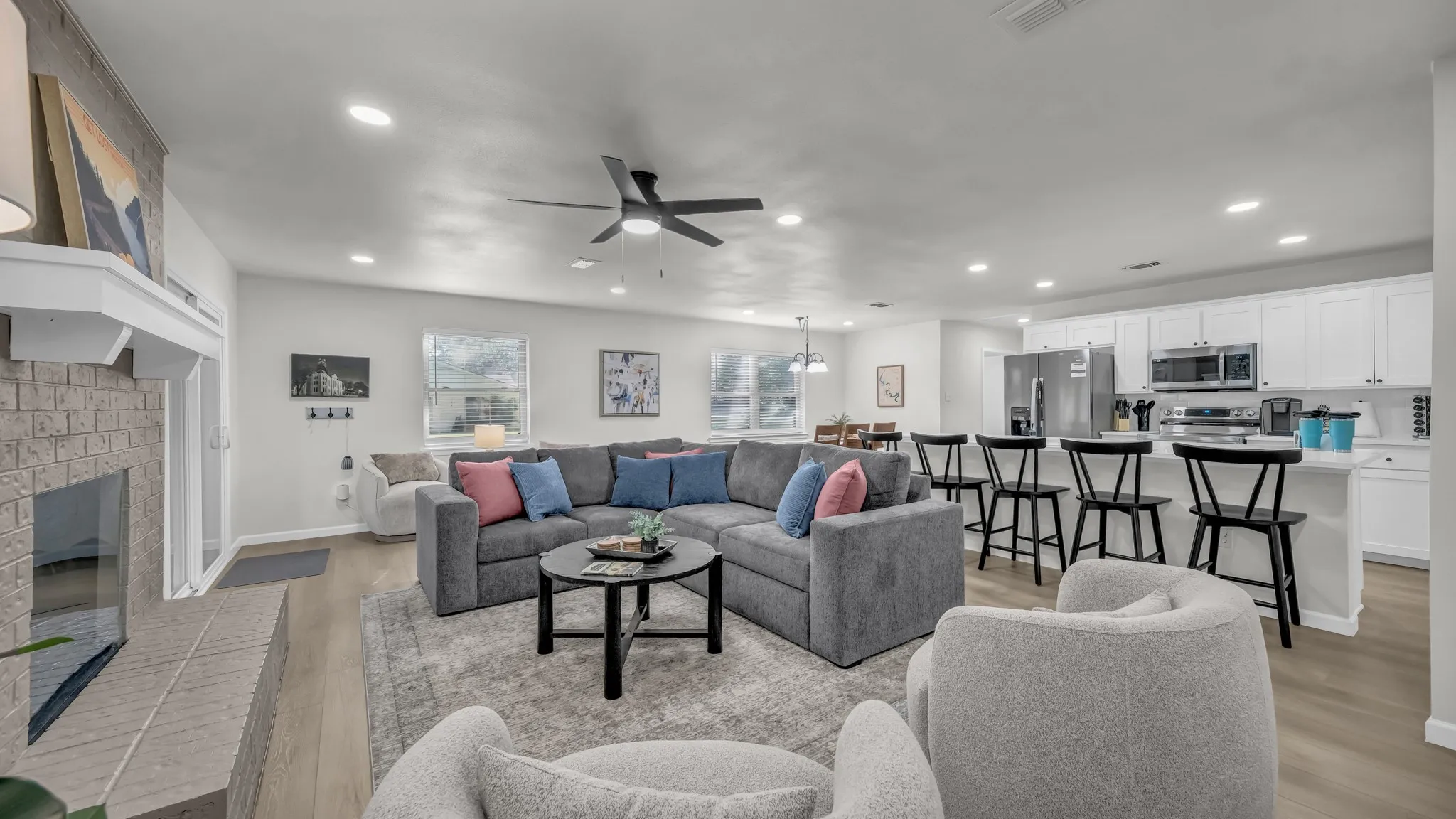 These comfy chairs swivel to watch the Smart TV or join in the living room fun