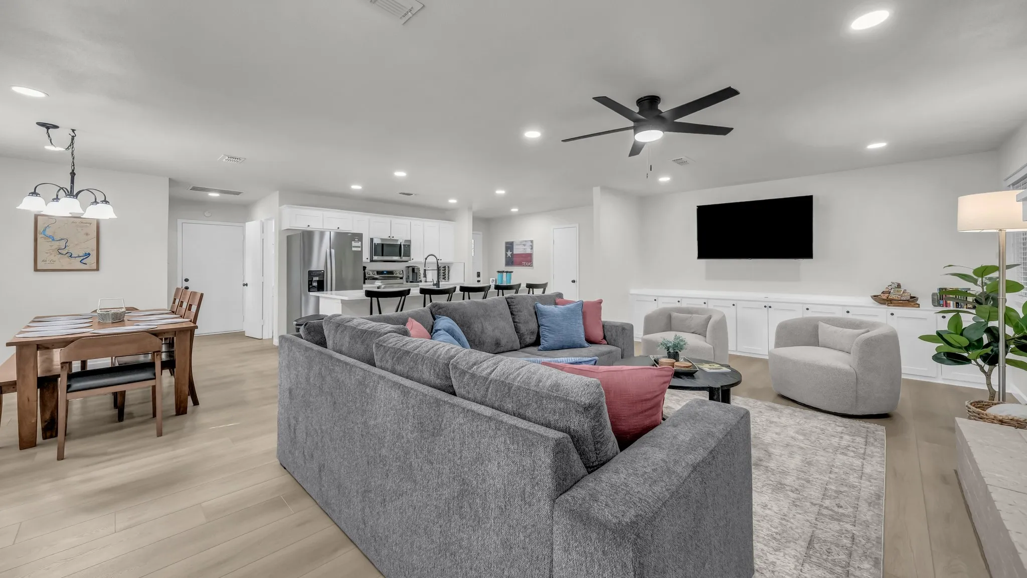 Comfy sleeper sofa in living room for extra sleeping arrangements if needed. Plenty of extra sheets and blankets provided