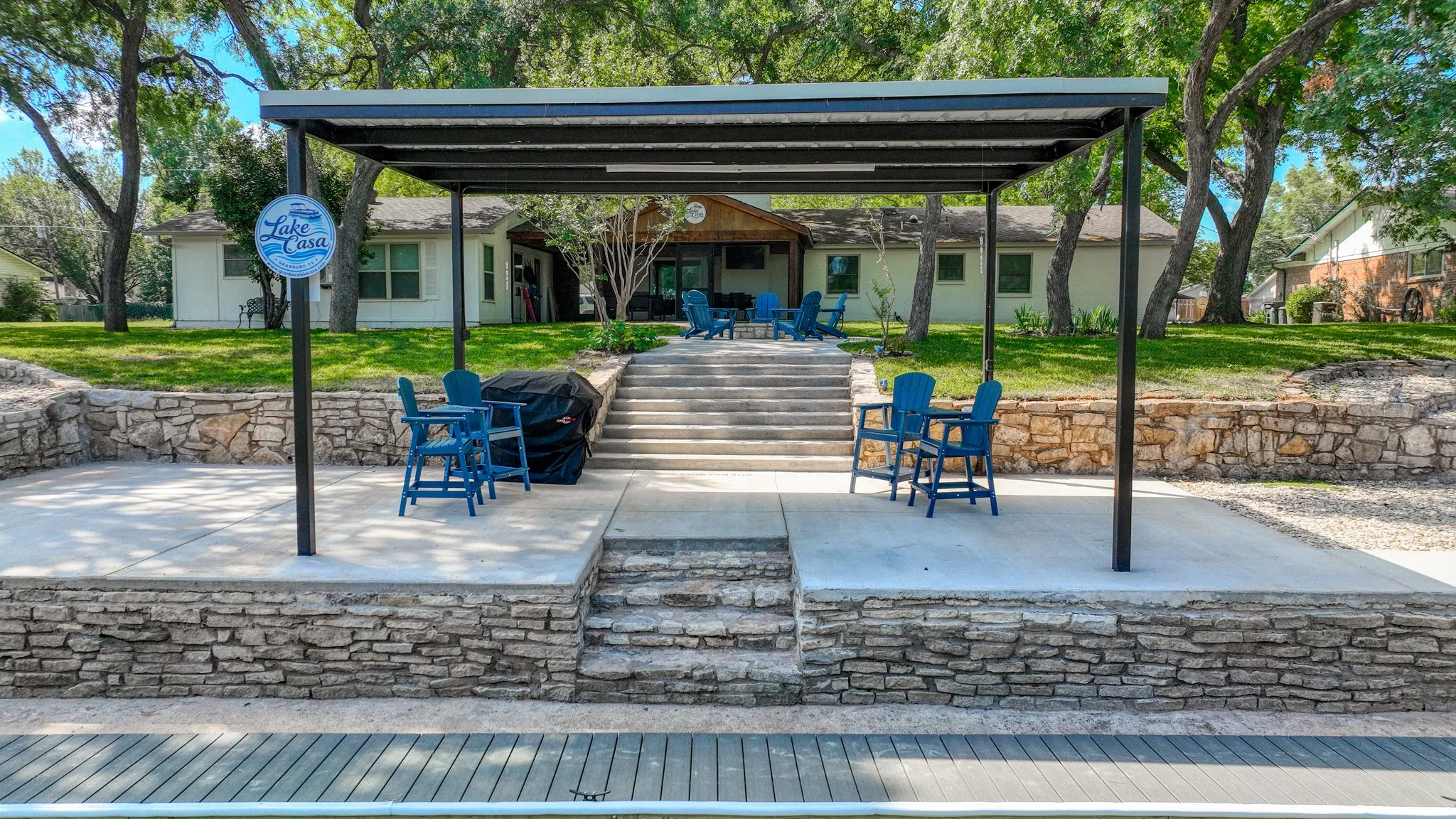 Pull your boat right up! Shaded area to grill, hang out and even fish right off the dock!