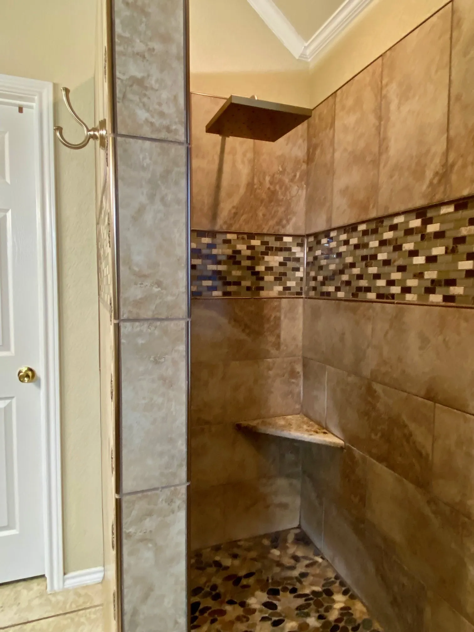 One end of primary bath double shower