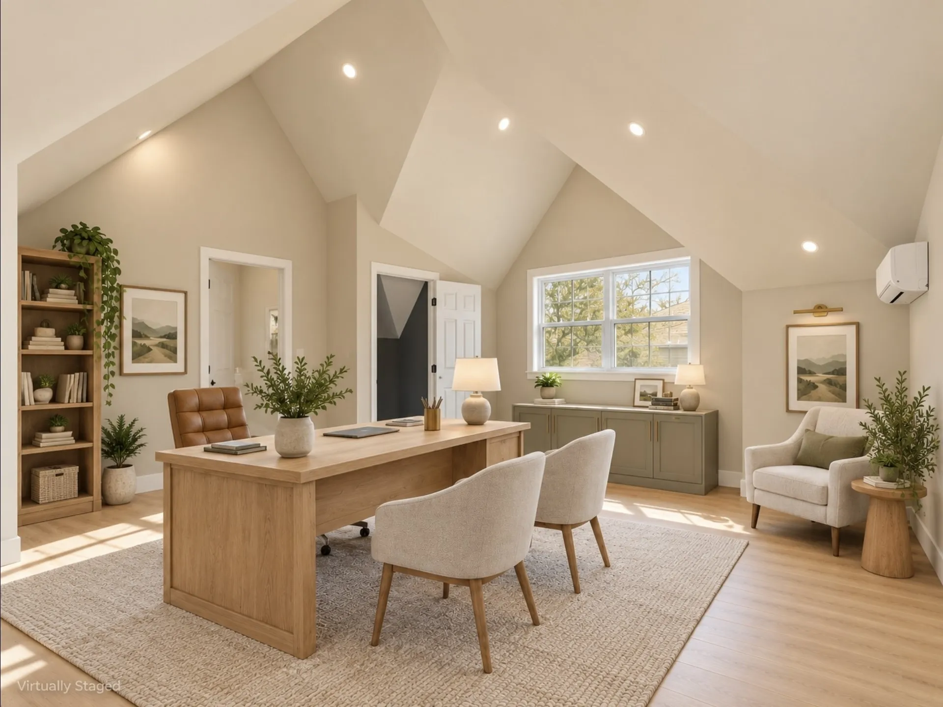 Virtually staged unfinished loft space
