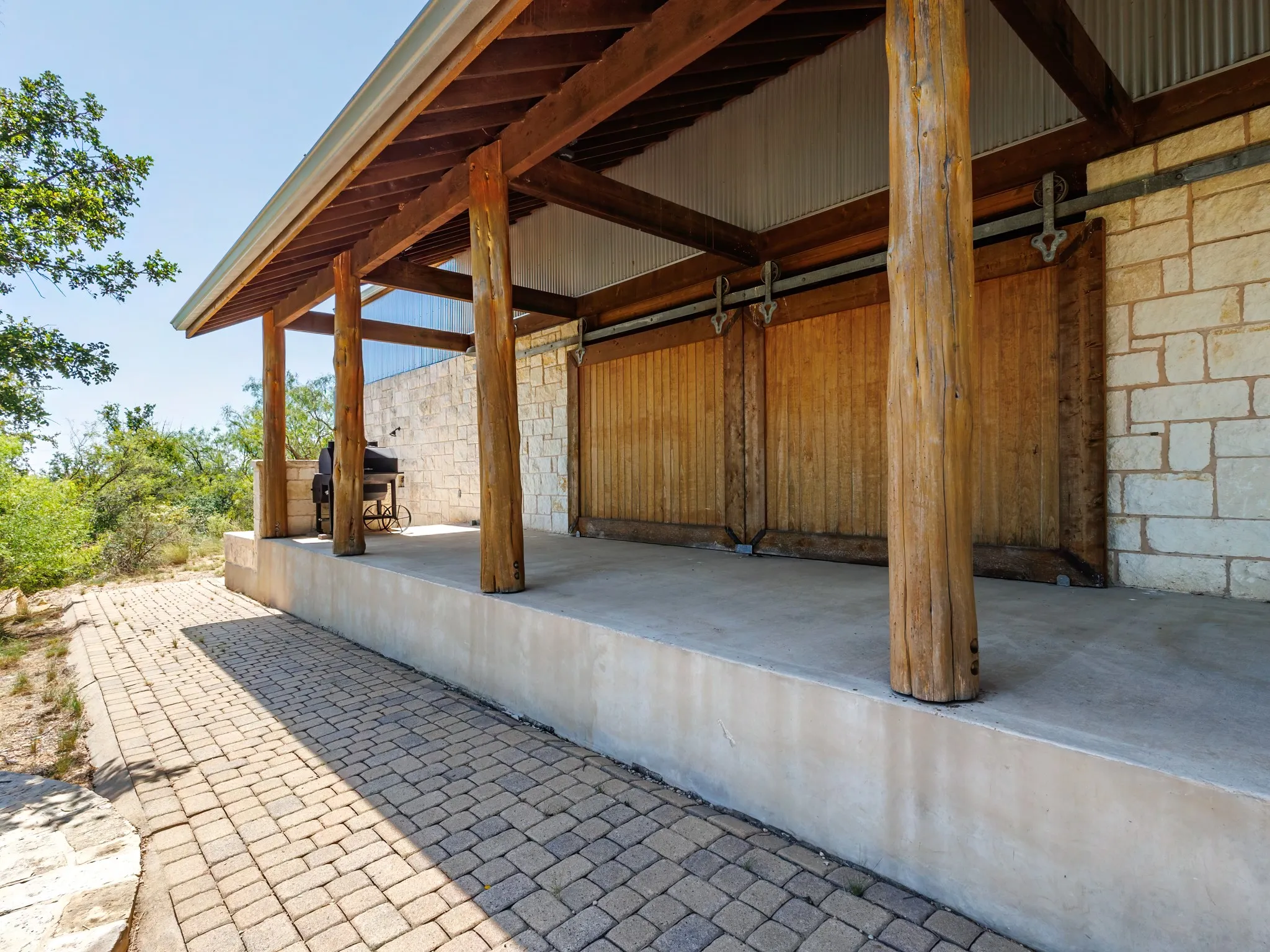 Back Patio has huge barn doors for security