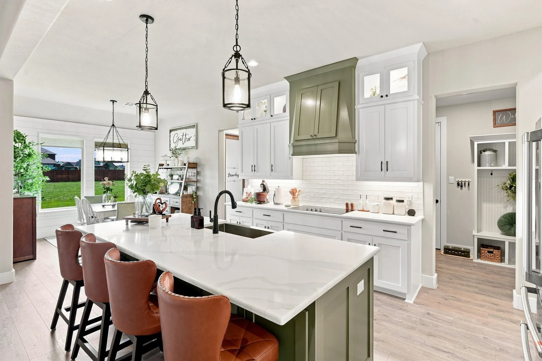 Large Island and Decorative Pendant Lighting