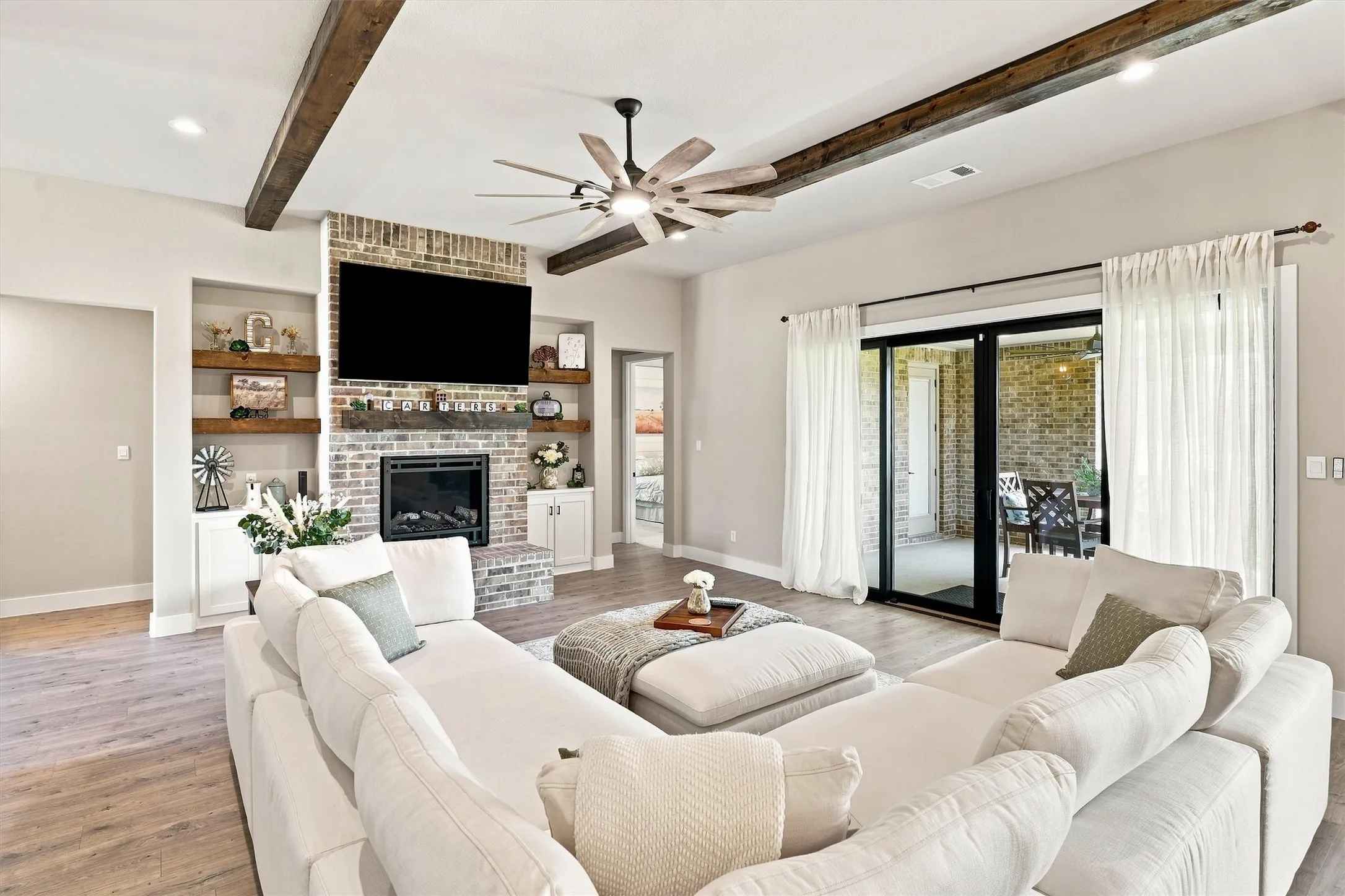 Wood Beams in Living Room