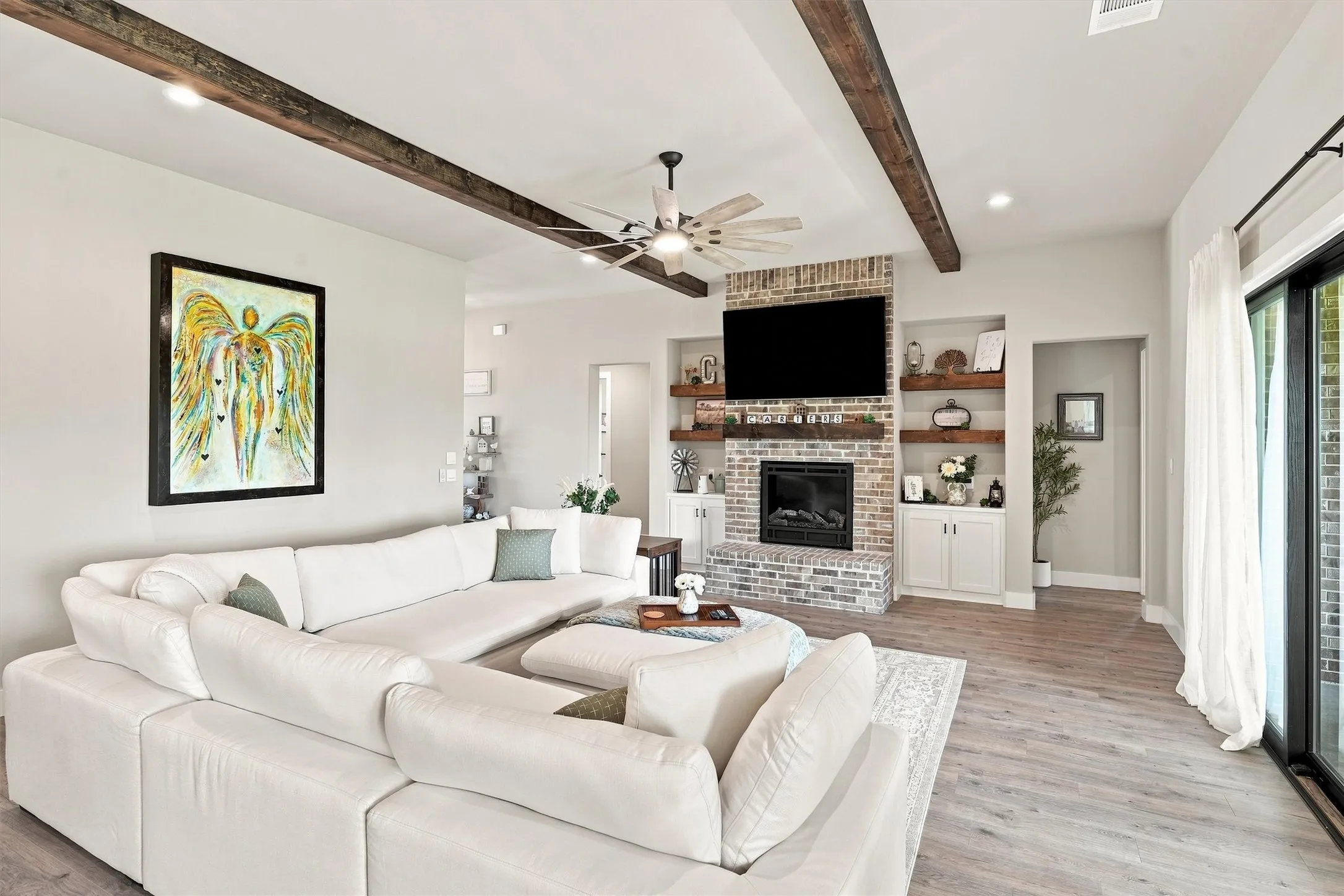 Living Room with Electric Fireplace