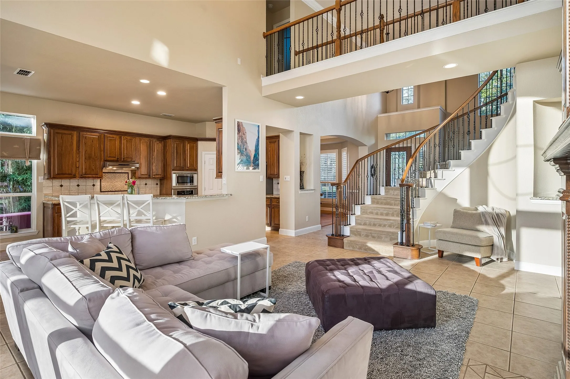 Family room open to kitchen area