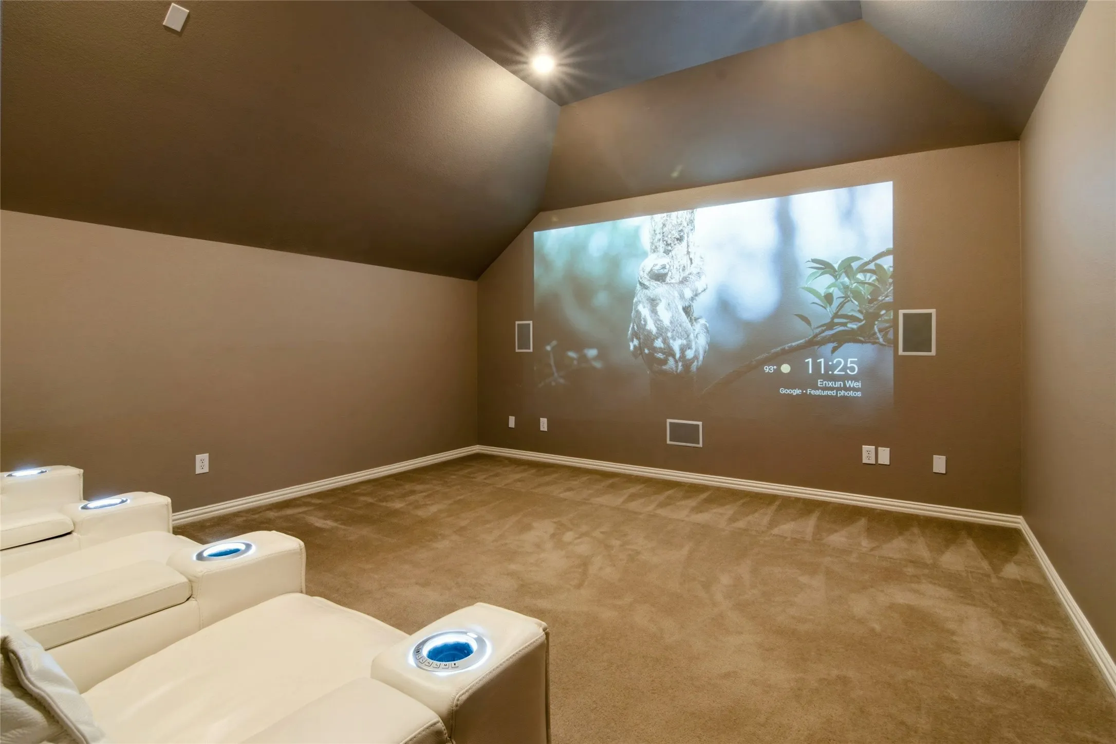 Projector and movie screen,speakers,lighting