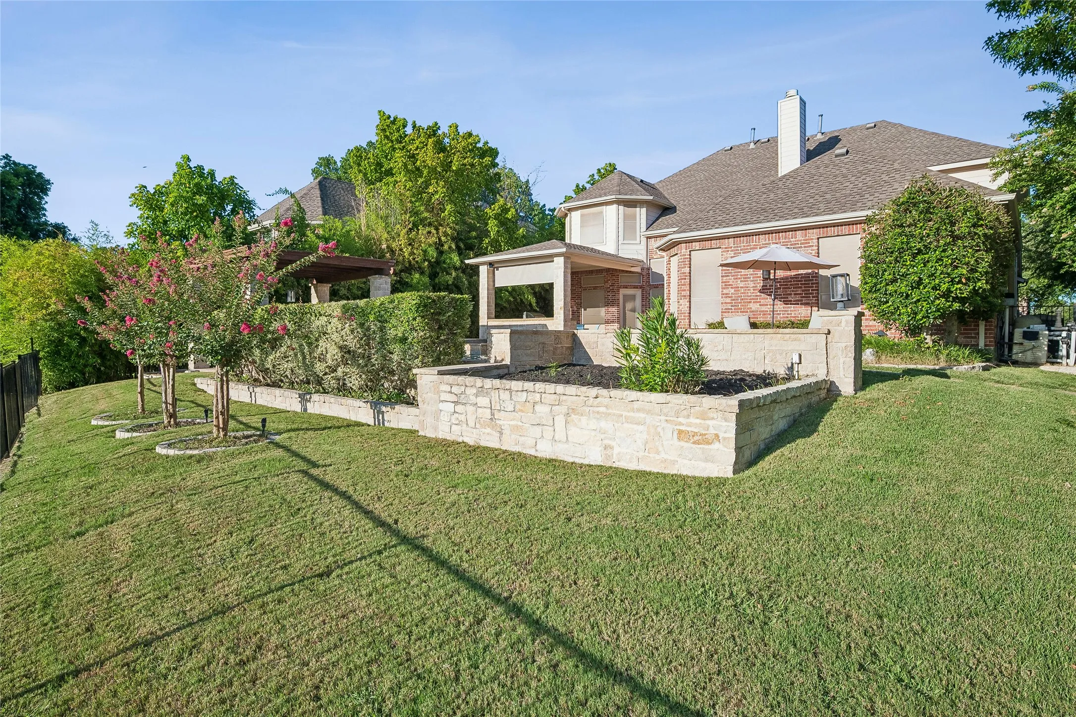 Backyard with green space overlooking golf course