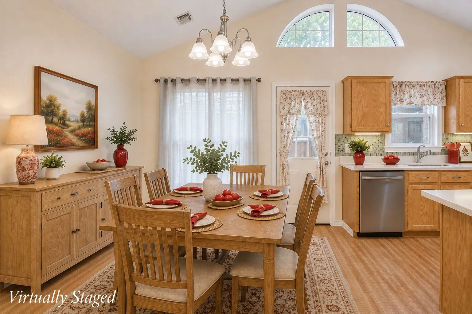 Spacious dining area right off the kitchen, great for entertaining.