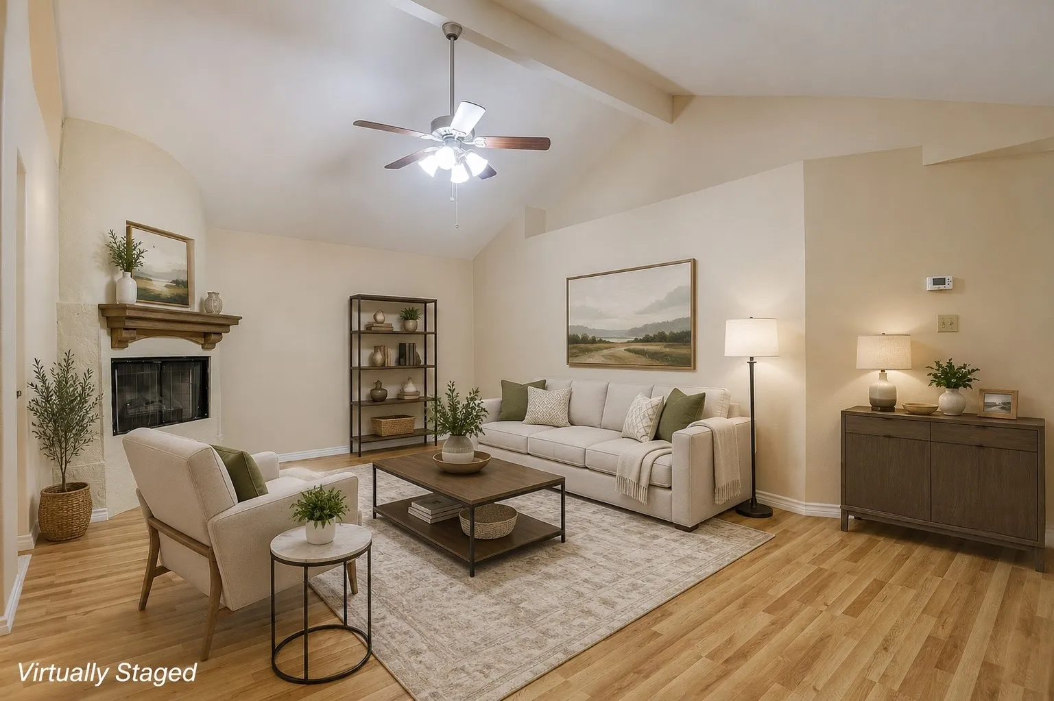 Large living room with vaulted ceilings