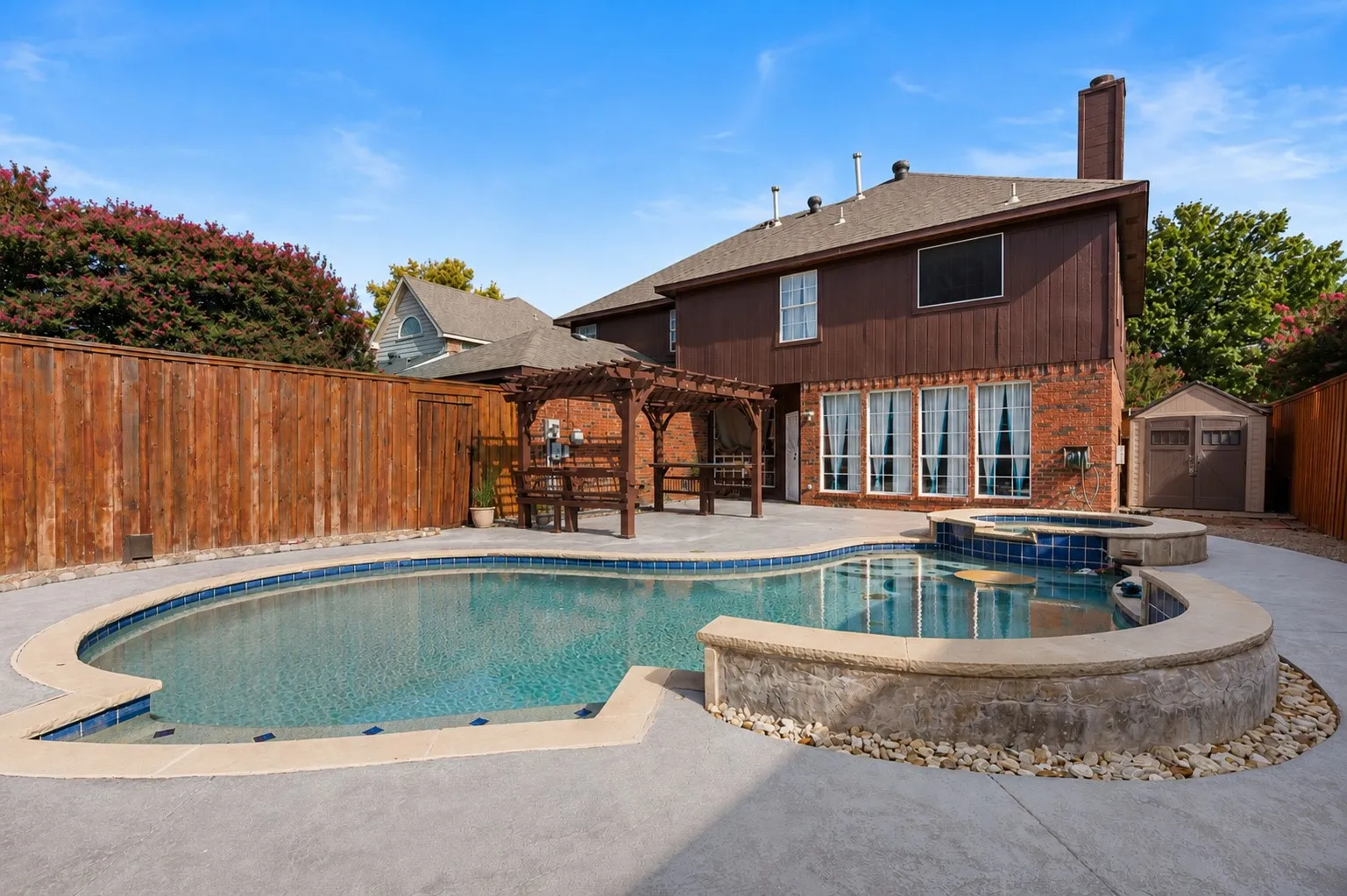 Pool with hot tub