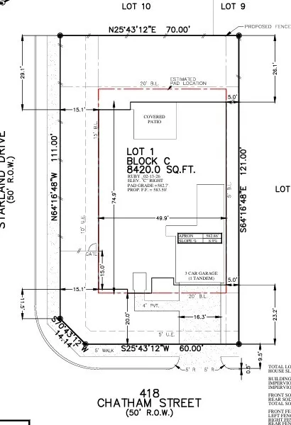 418 Chatham Street Preliminary Plot Plan