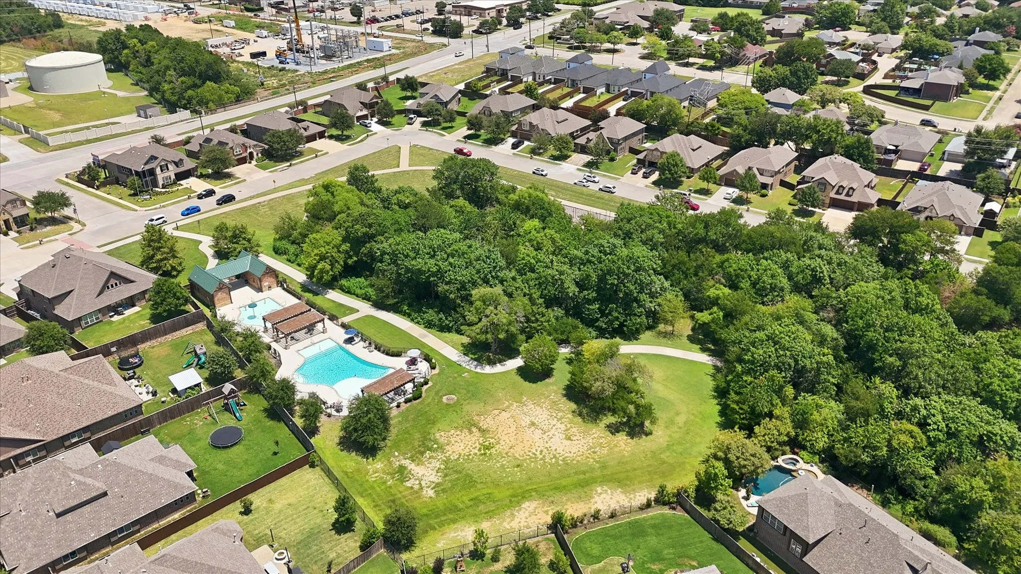 Communit pool and walking trail for Kreymer Estates