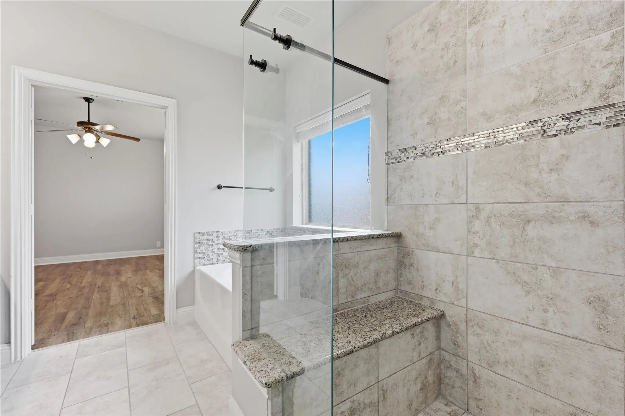 Sitting bench in the shower
