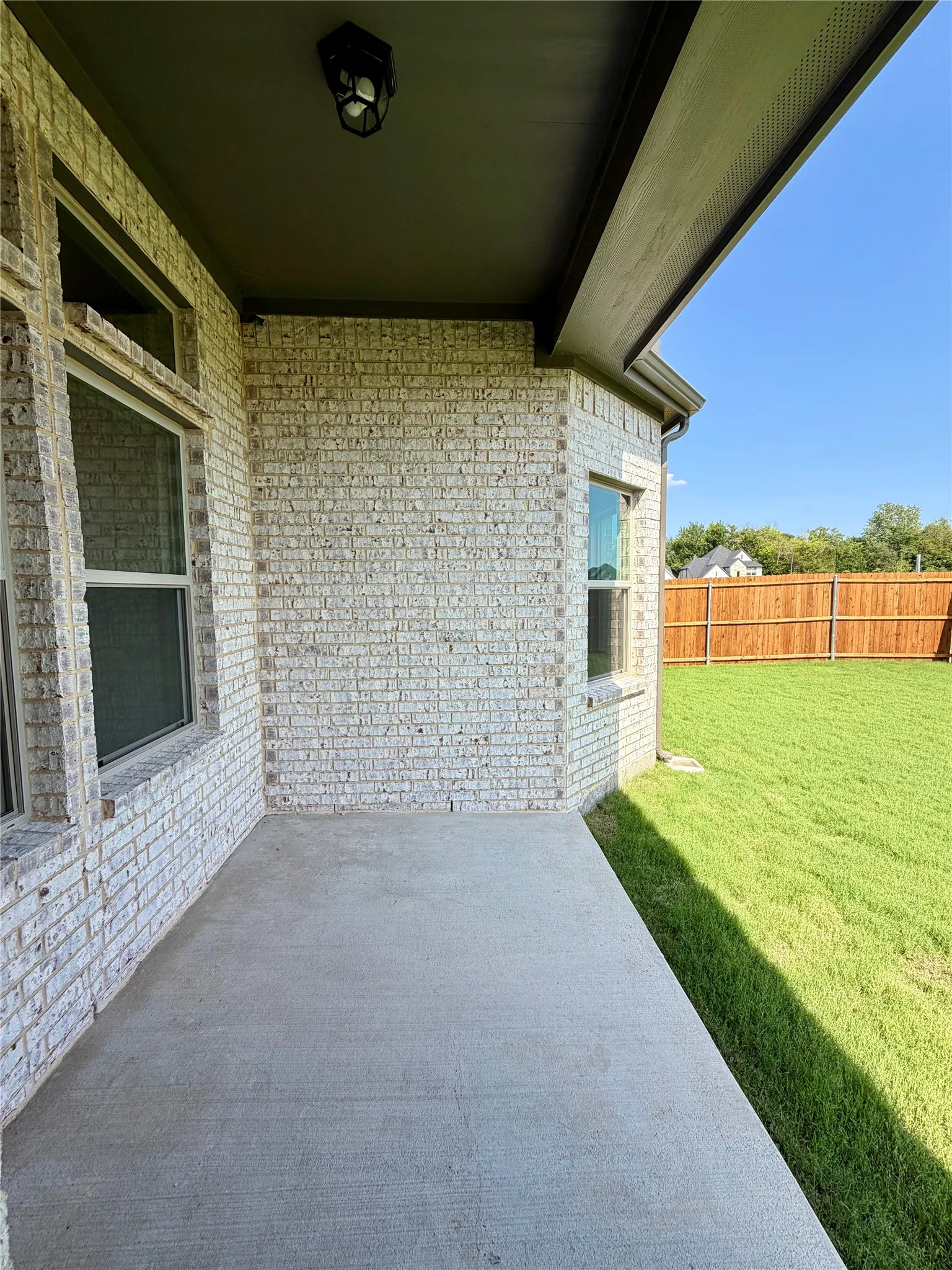 Covered patio with gas stub out for a grill