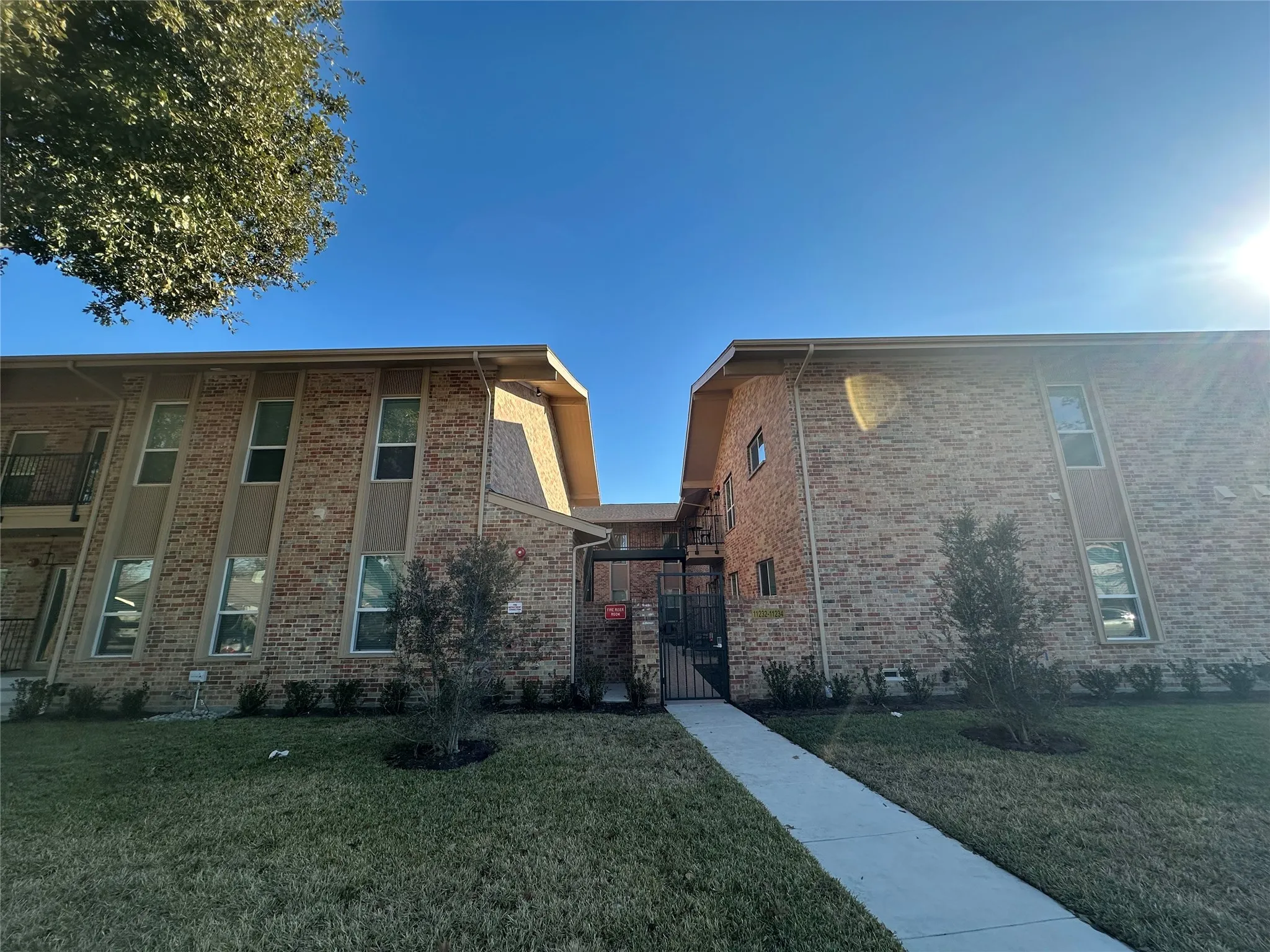 Brick exterior with decorative vertical paneling