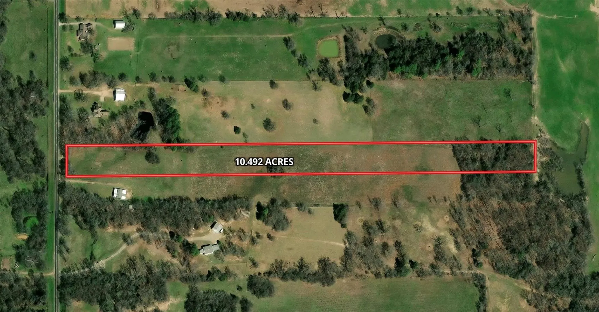 Aerial Map. Depicting the property boundary and total acreage