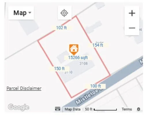 Property Map. Displaying the boundaries and dimensions of the property