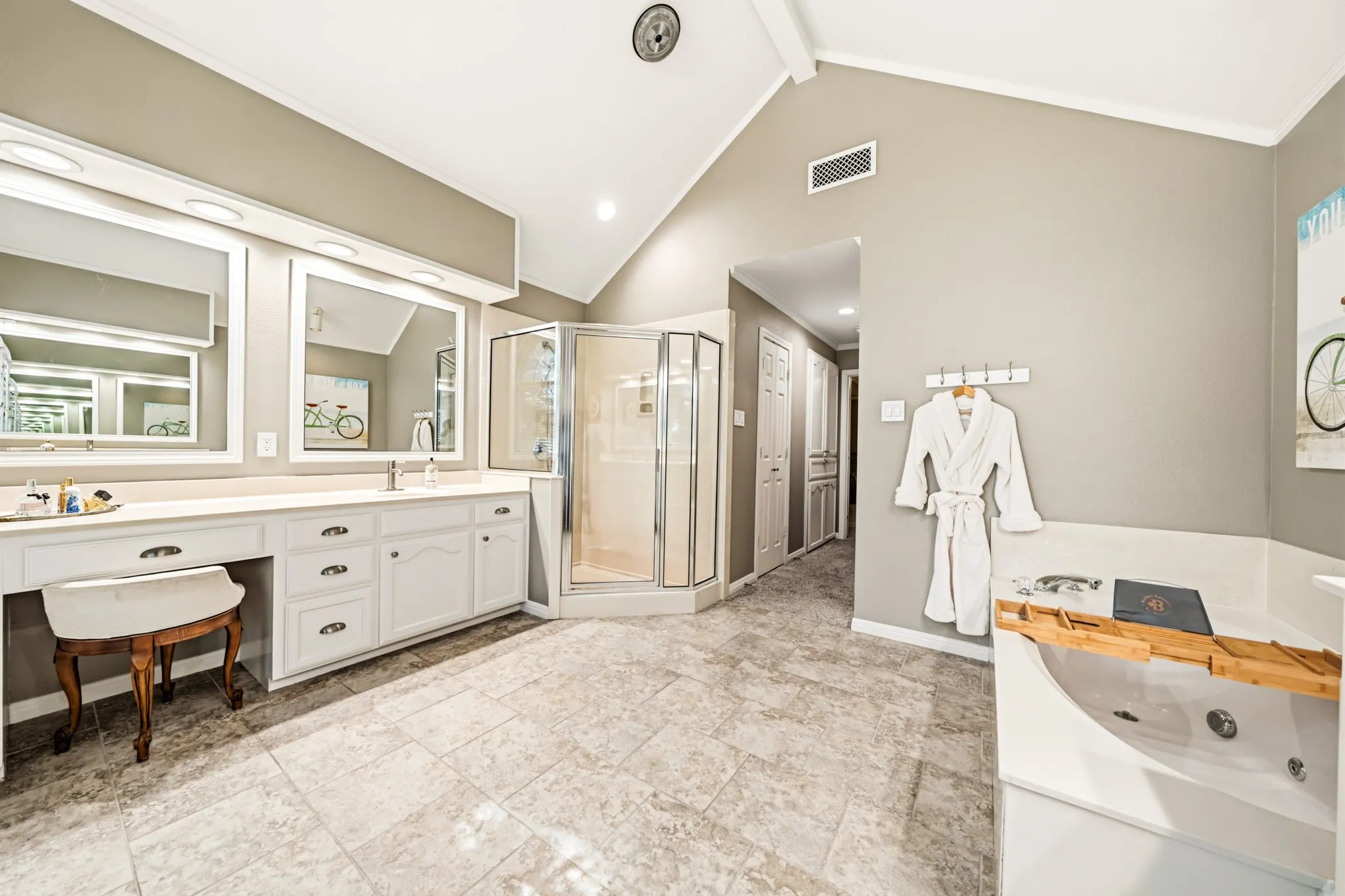 Vanity (HERS) with knee-space & plenty of storage and counter space