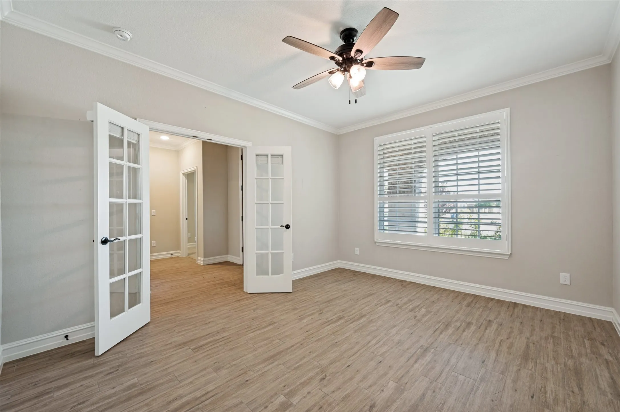 abundant natural light from shuttered windows