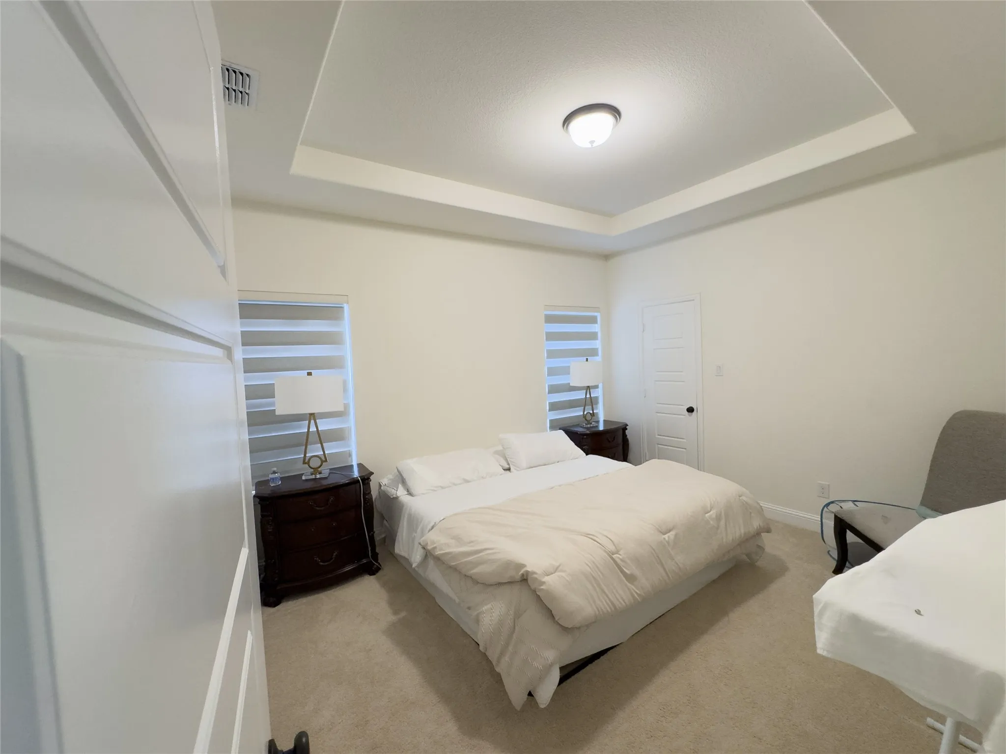 Tray ceiling with flush mount lighting