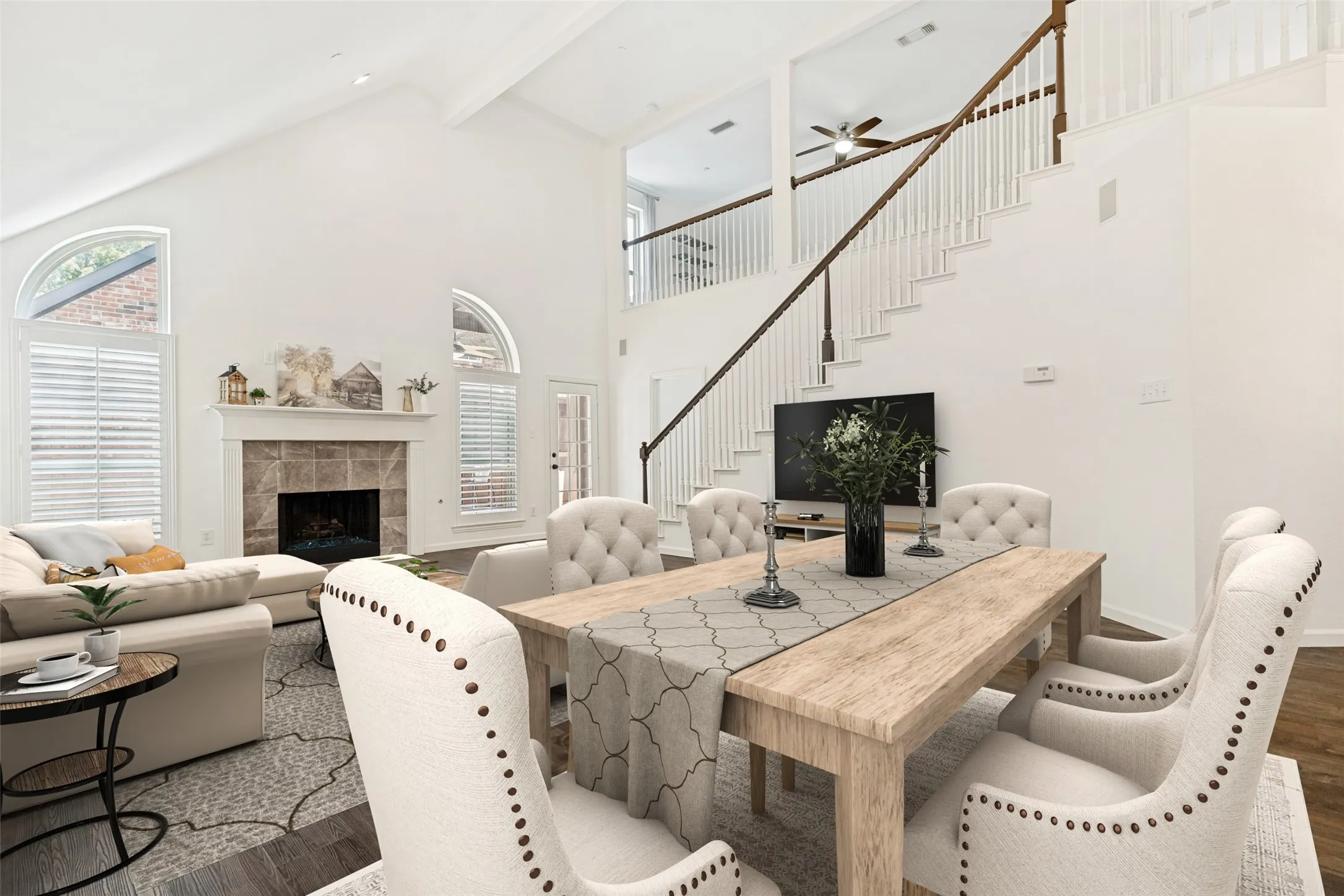 Virtually Staged Living Room and Dining Area