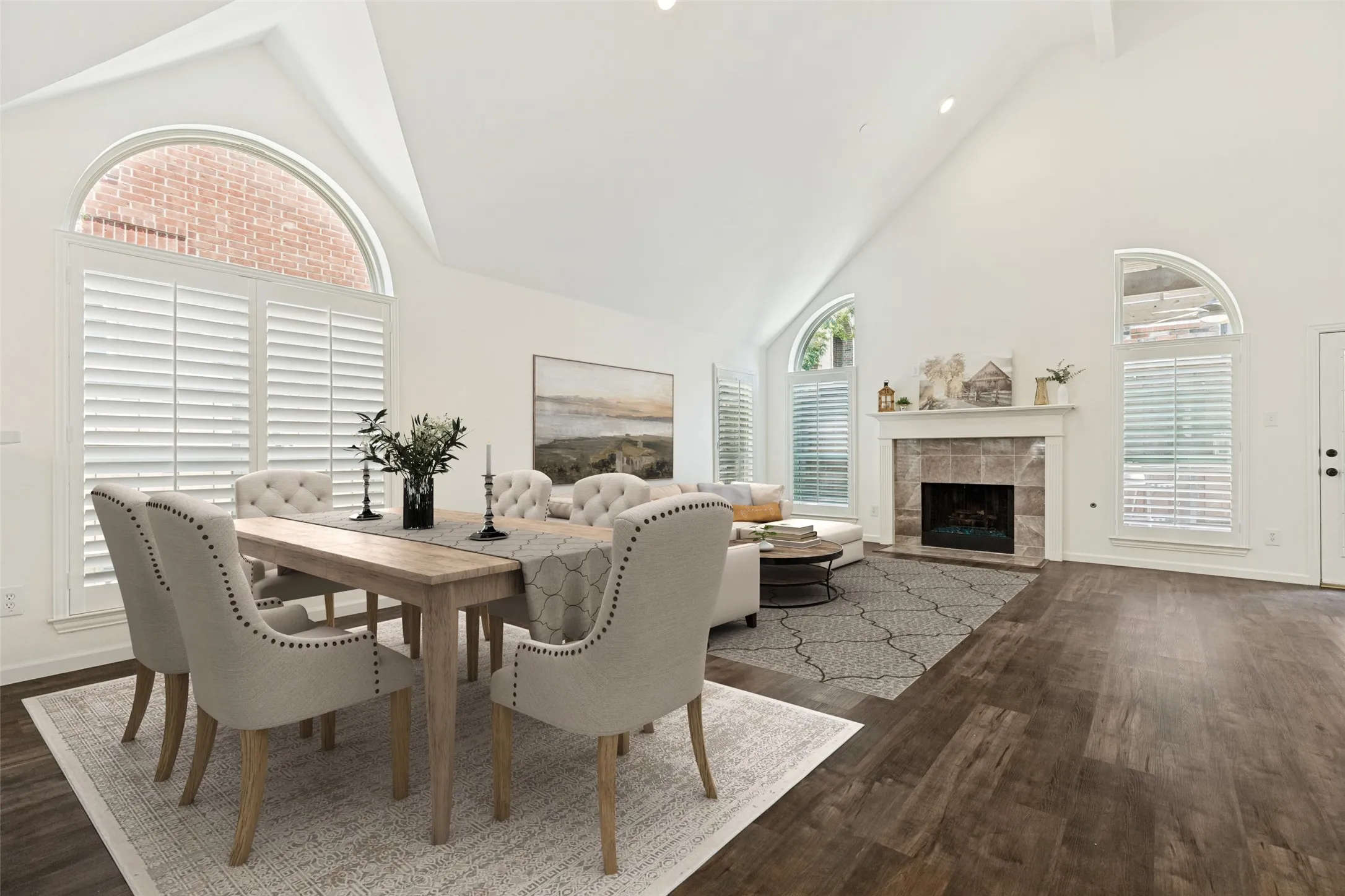 Virtually Staged Living Room and Dining Area