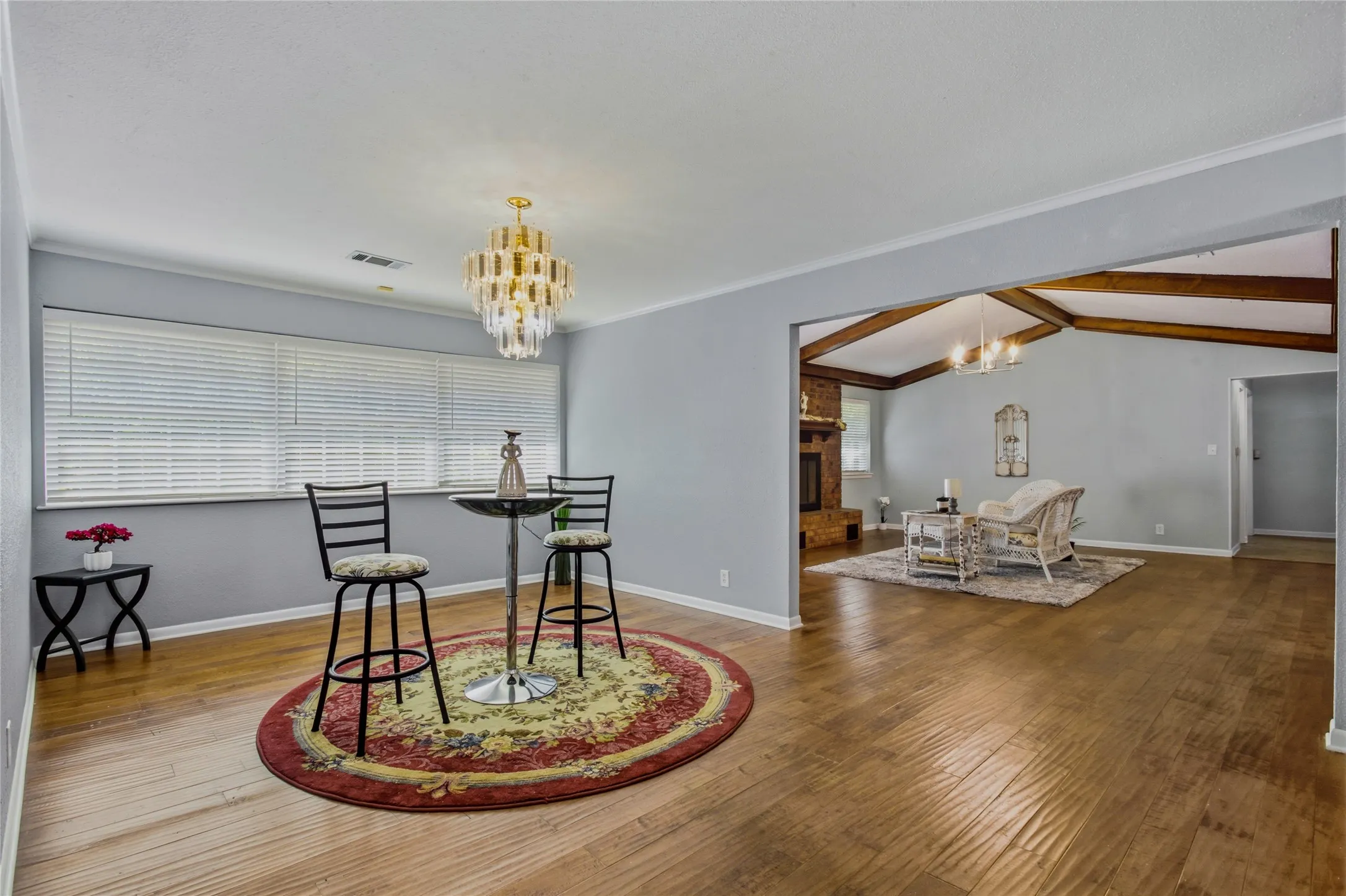 These two rooms are a natural place to gather with space for everyone.  They are just off the large office and spacious kitchen.
