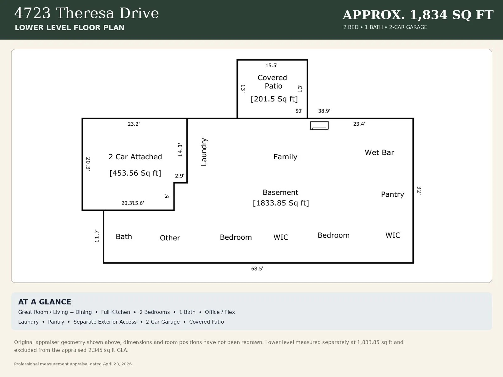 The lower level has a heart of its own with all the needed amenities for a second complete home set up.  Such a great place for gatherings and private barbecues as you head out through the French doors to the lower level covered patio with an independently fenced yard.  Note that there are 2 garages on this level and a laudry room!