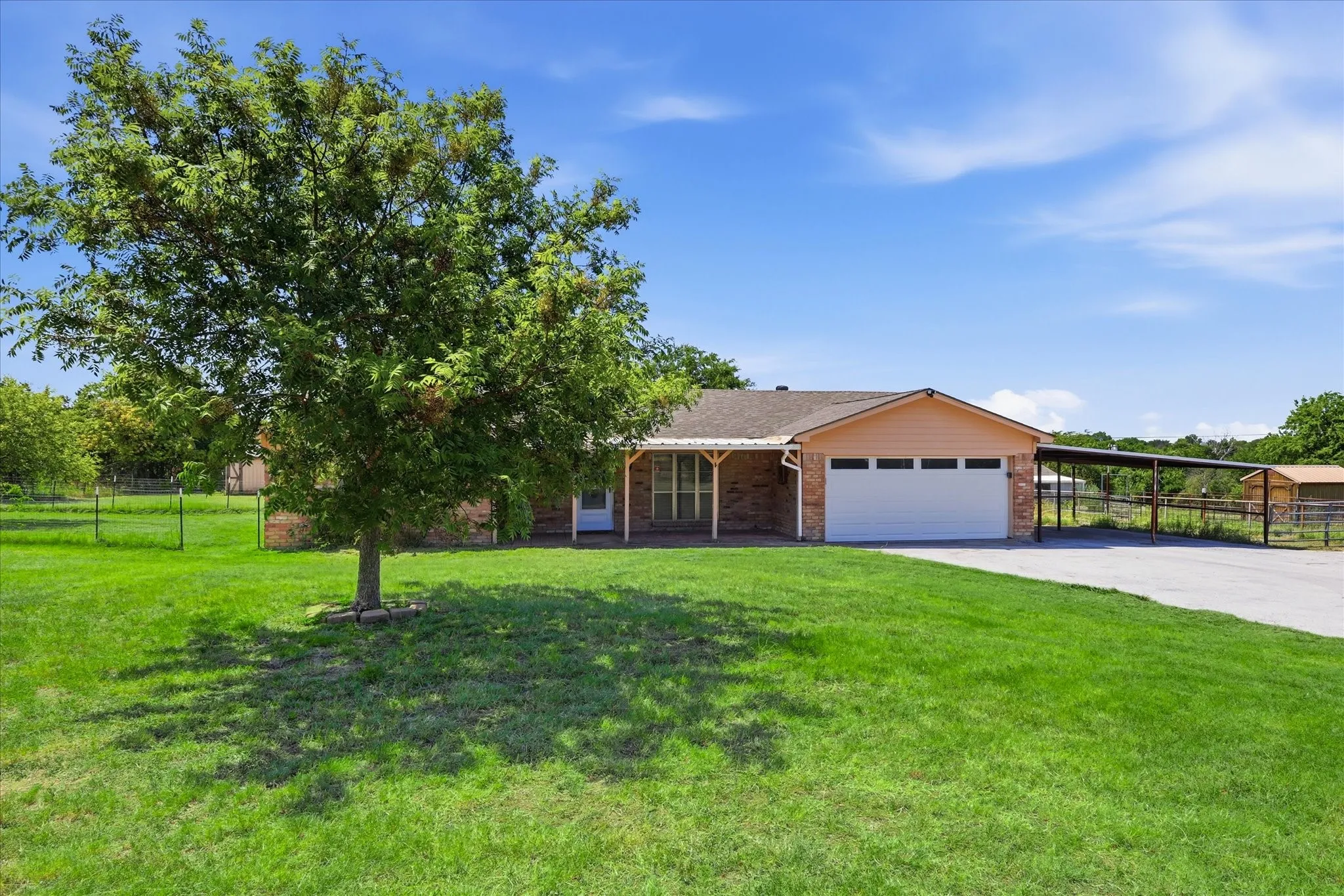 Single story home on 4 acres.