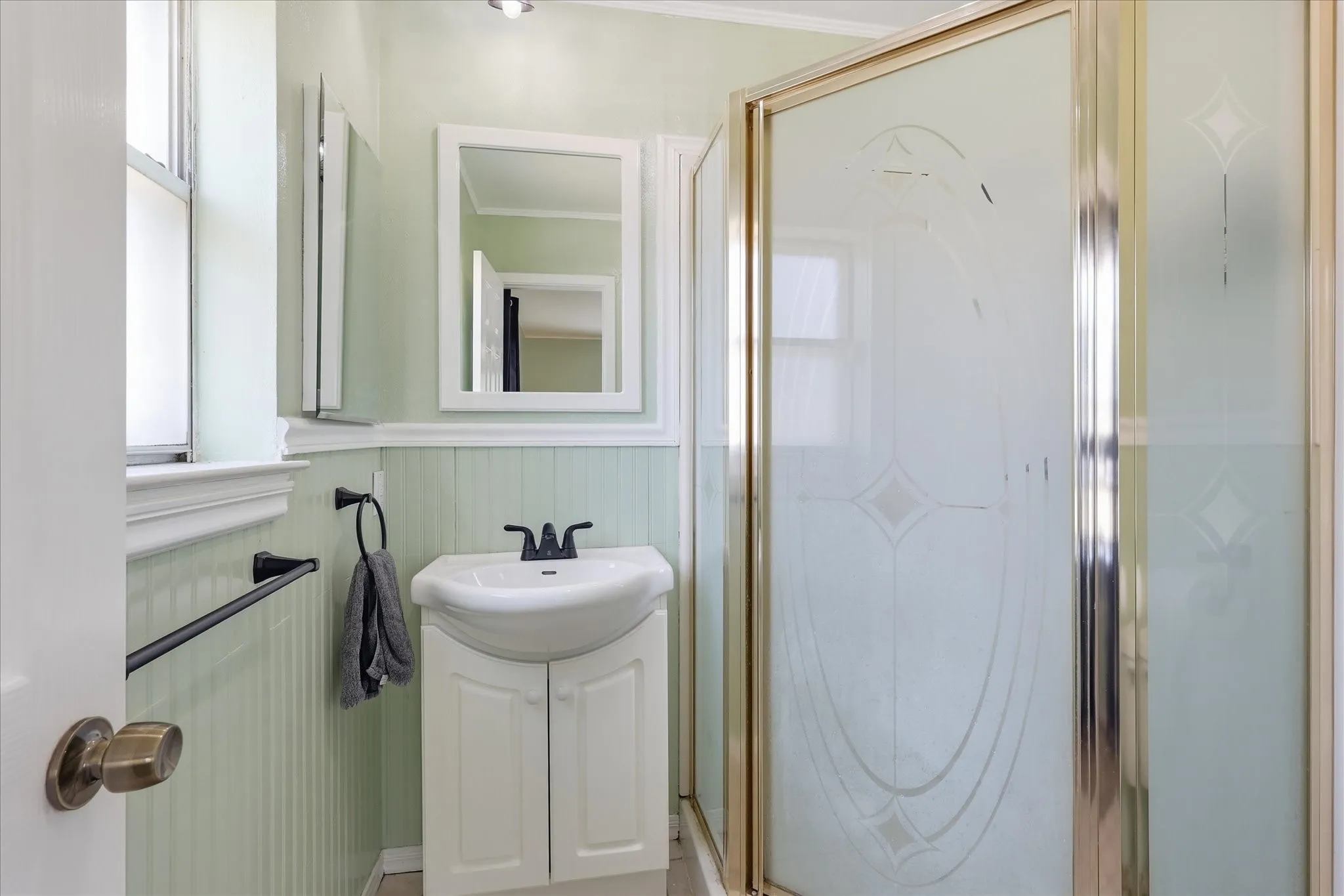 Primary bathroom with shower.