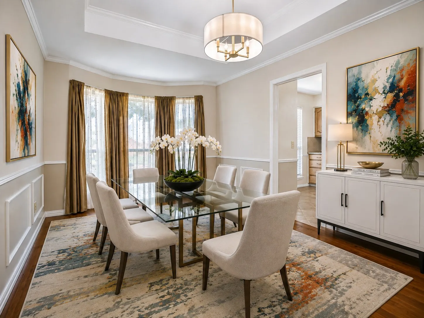 Virtually staged formal dining - also accessed from the entry foyer