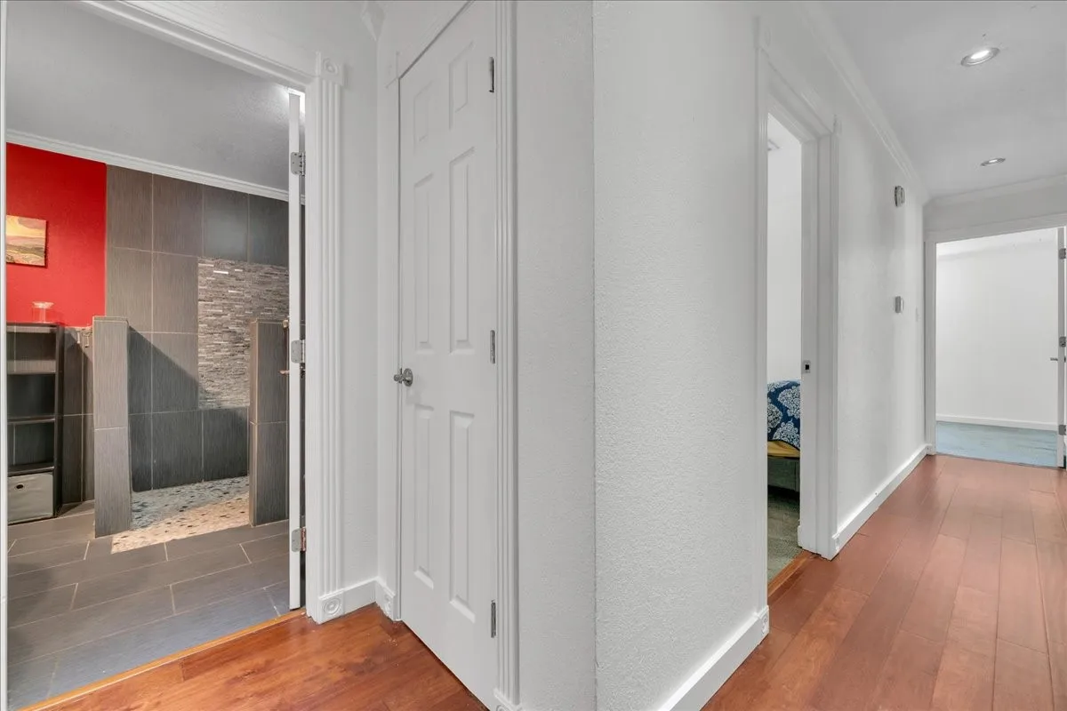 Bathroom and hallway.