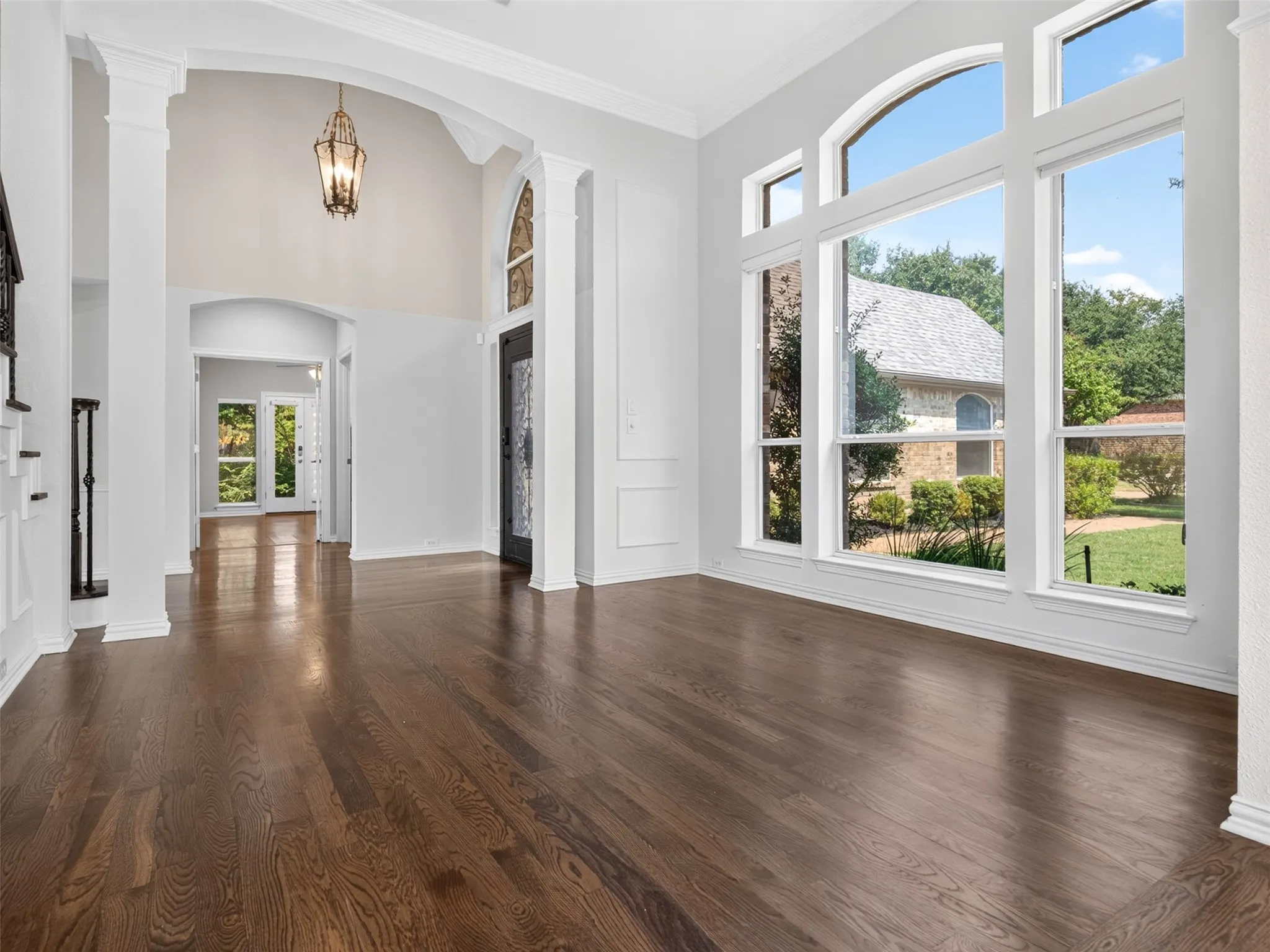 Rich wood-finish flooring with a high-gloss finish