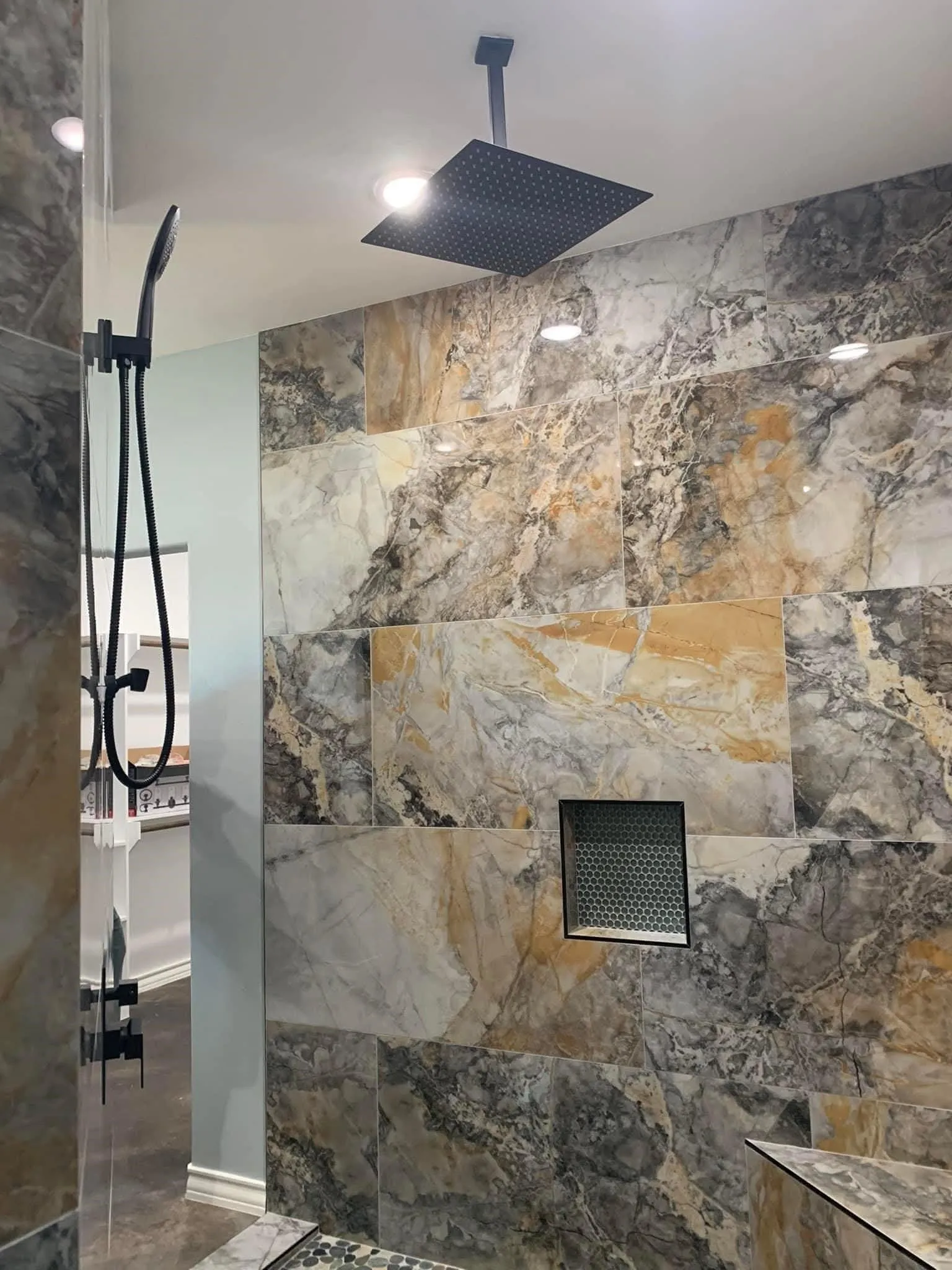 Master shower with rainfall head