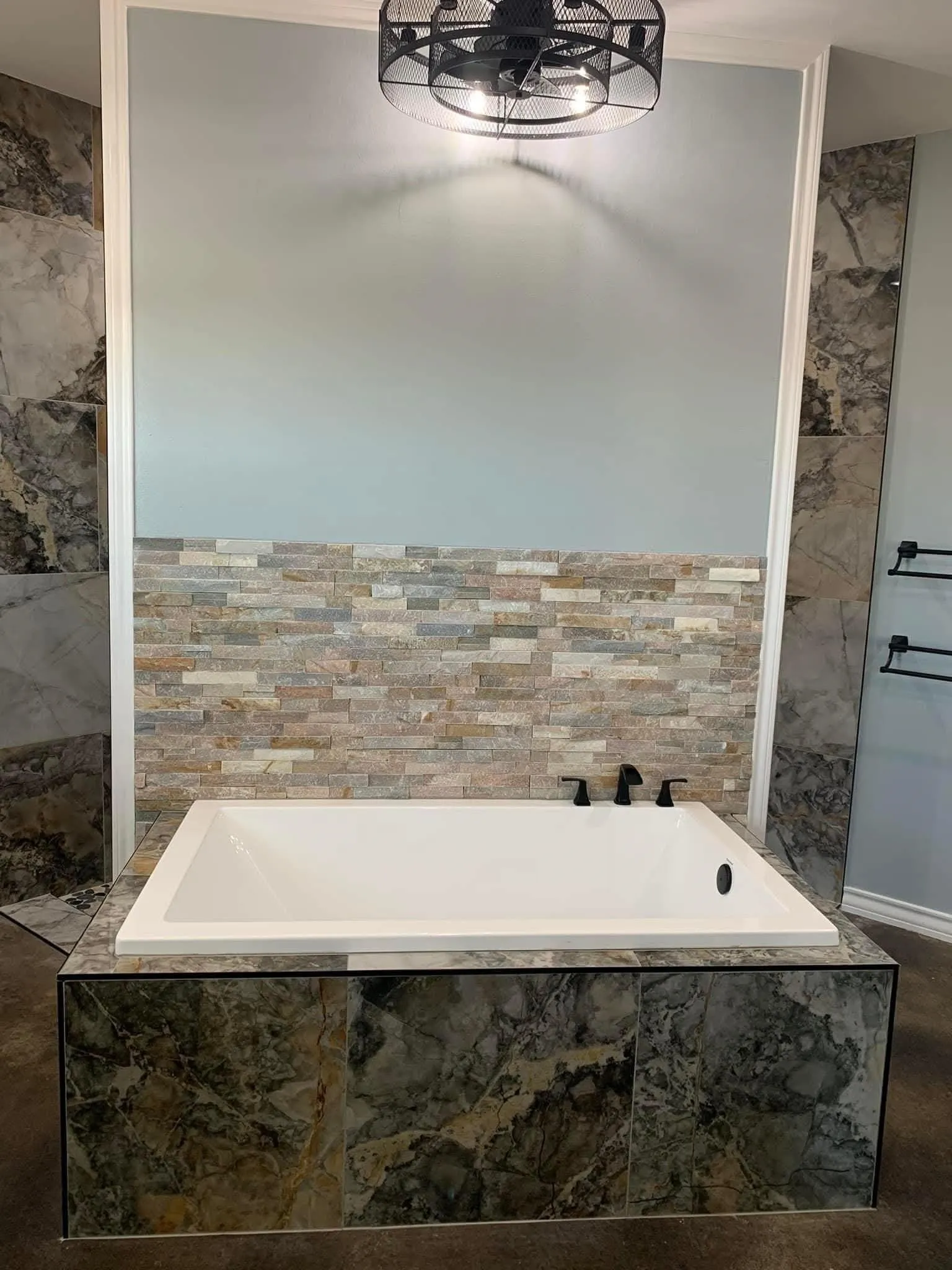Master Tub with walk thru shower behind