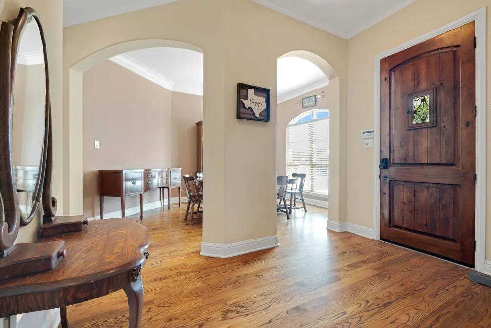 Entry with dining room view