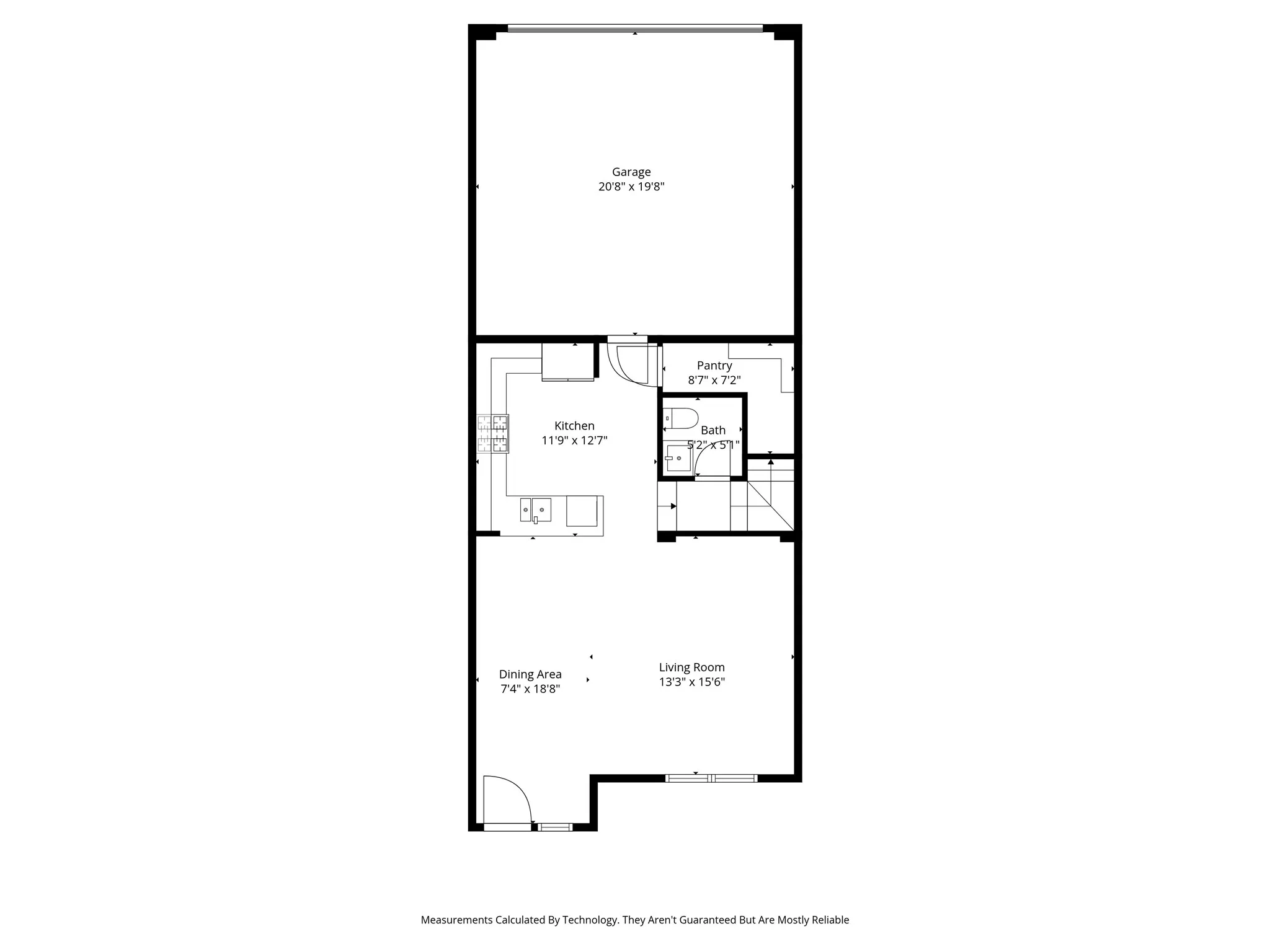 Floor plan view showing the overall room layout and functional design of this McKinney TX townhome at 7424 Mitchell Drive, helping online buyers compare square footage, bedroom locations, living areas, kitchen placement, and storage in a Collin County two story townhome floor plan that supports modern living