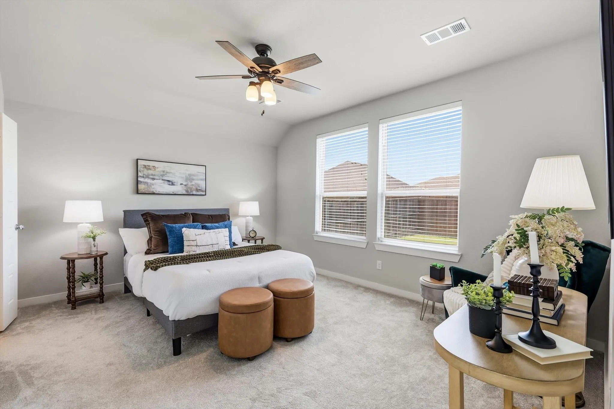MASSIVE private primary bedroom with natural light ceiling fan and ensuite bathroom!