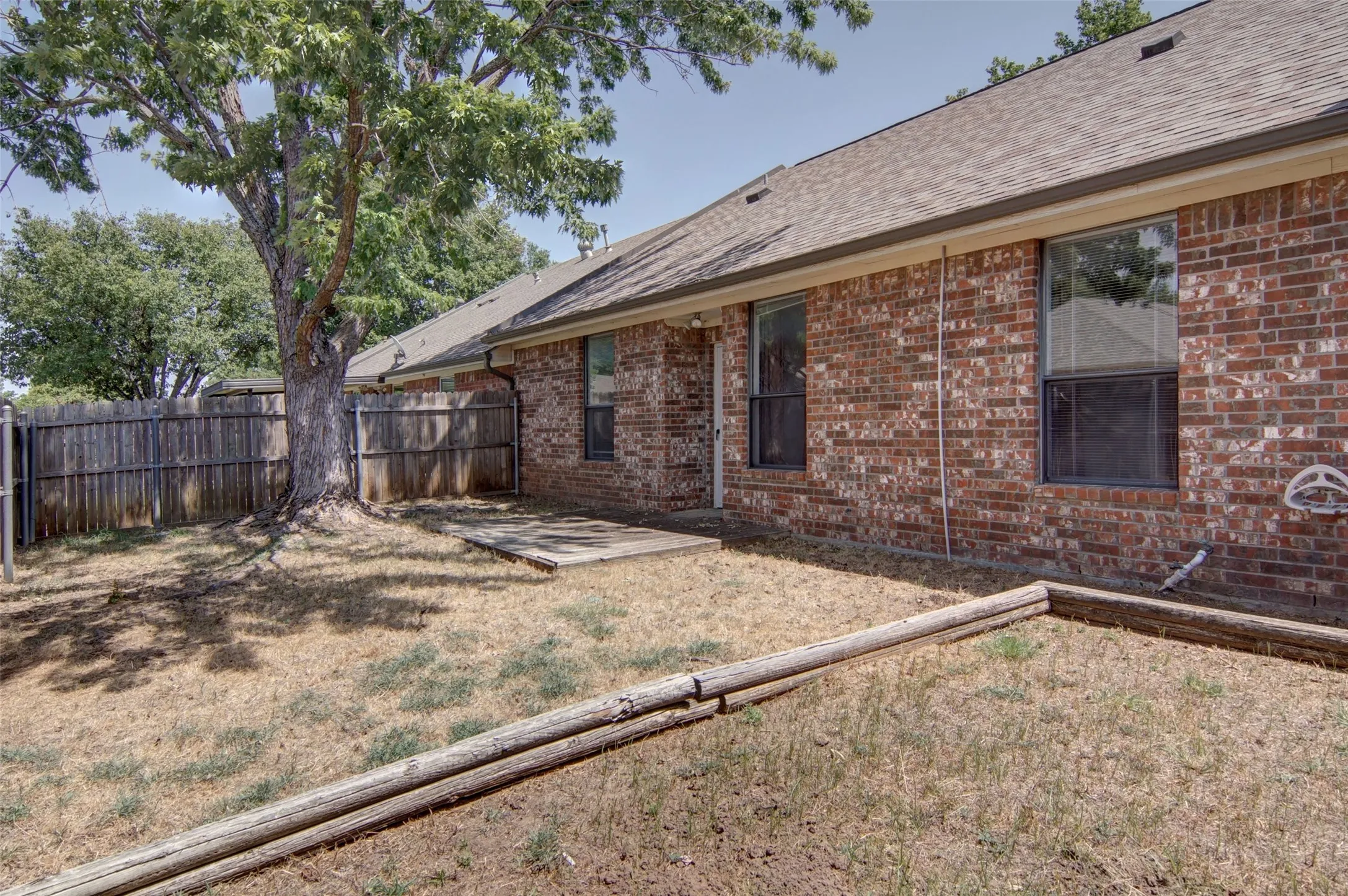 rain gutters on back and front of townhouse
