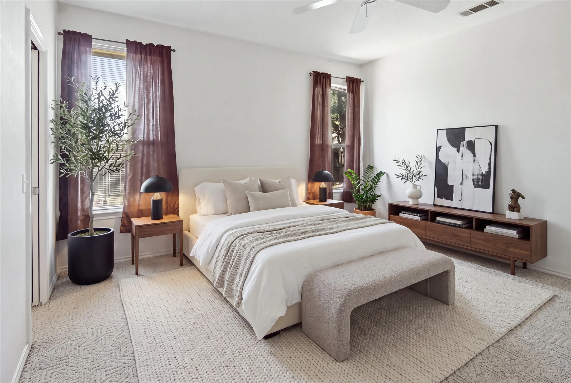 Primary bedroom- digitally staged.