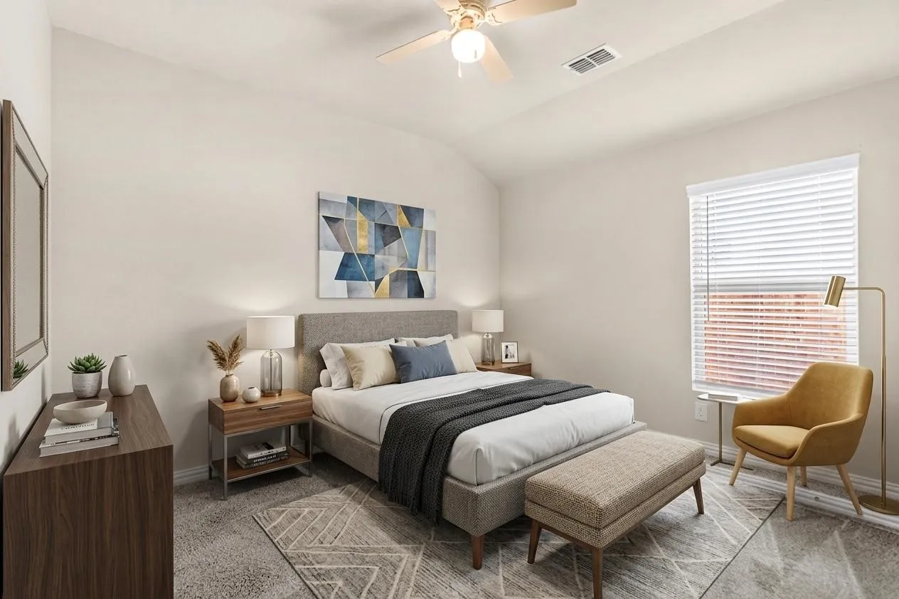 Bedroom located at the front of the home