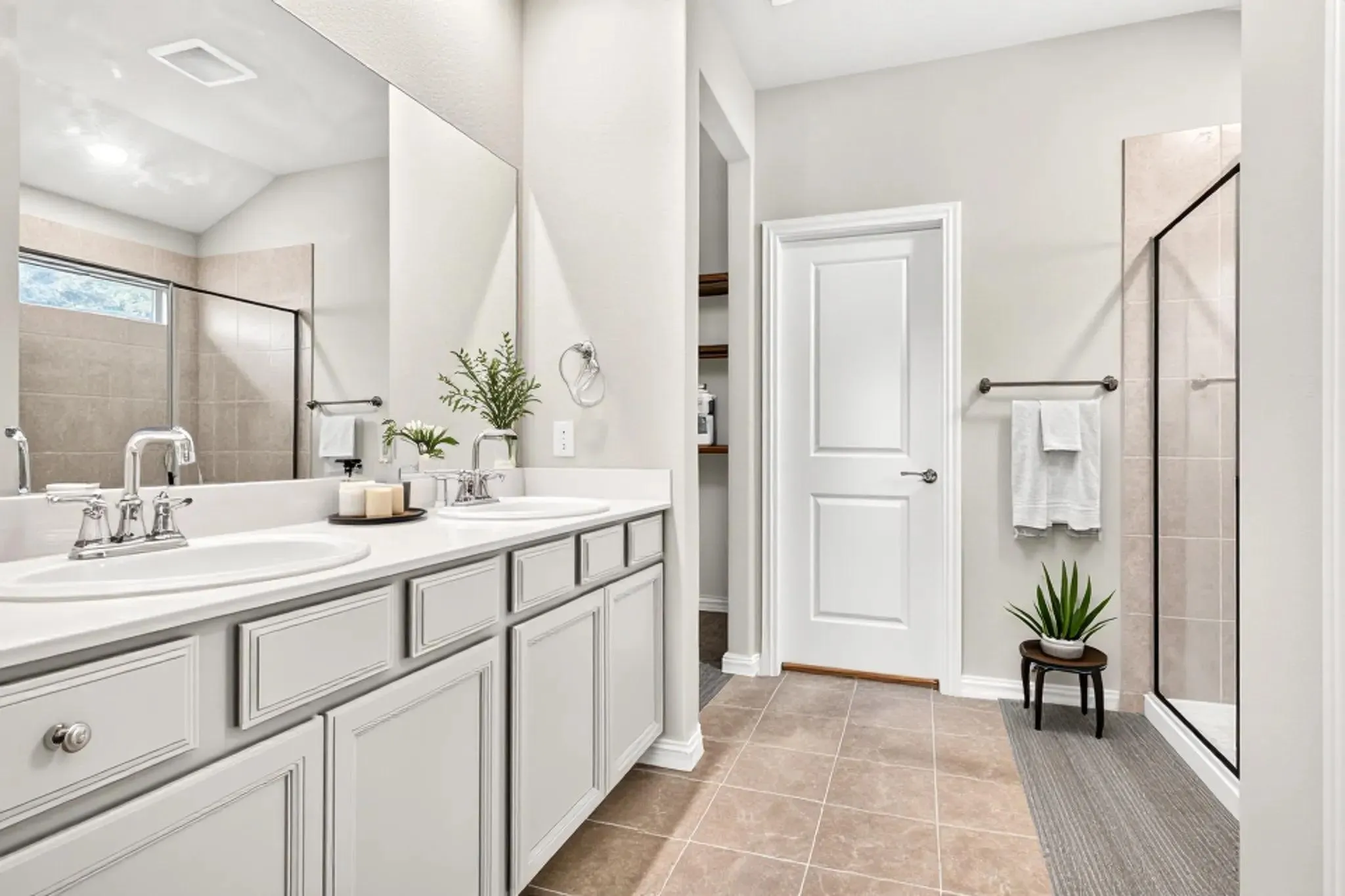 Dual sinks with plenty of counter space and storage