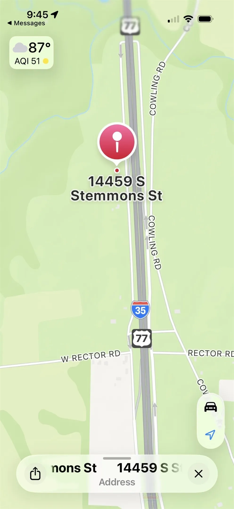 Map showing the address pinned